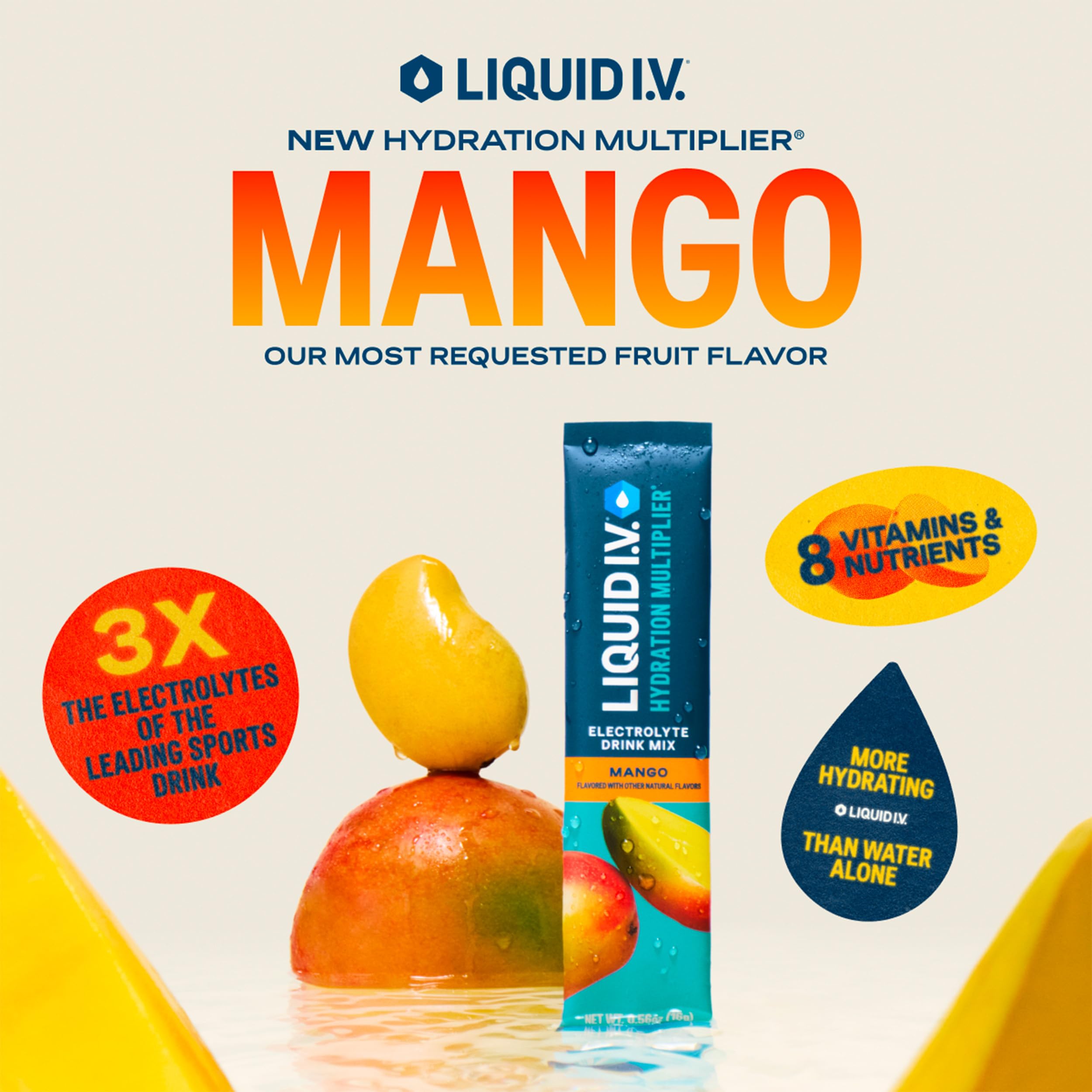 Liquid I.V.® Hydration Multiplier - Mango | Electrolyte Powder Drink Mix | 3 Pack (48 Servings) Liquid I.V. buy supplements canada