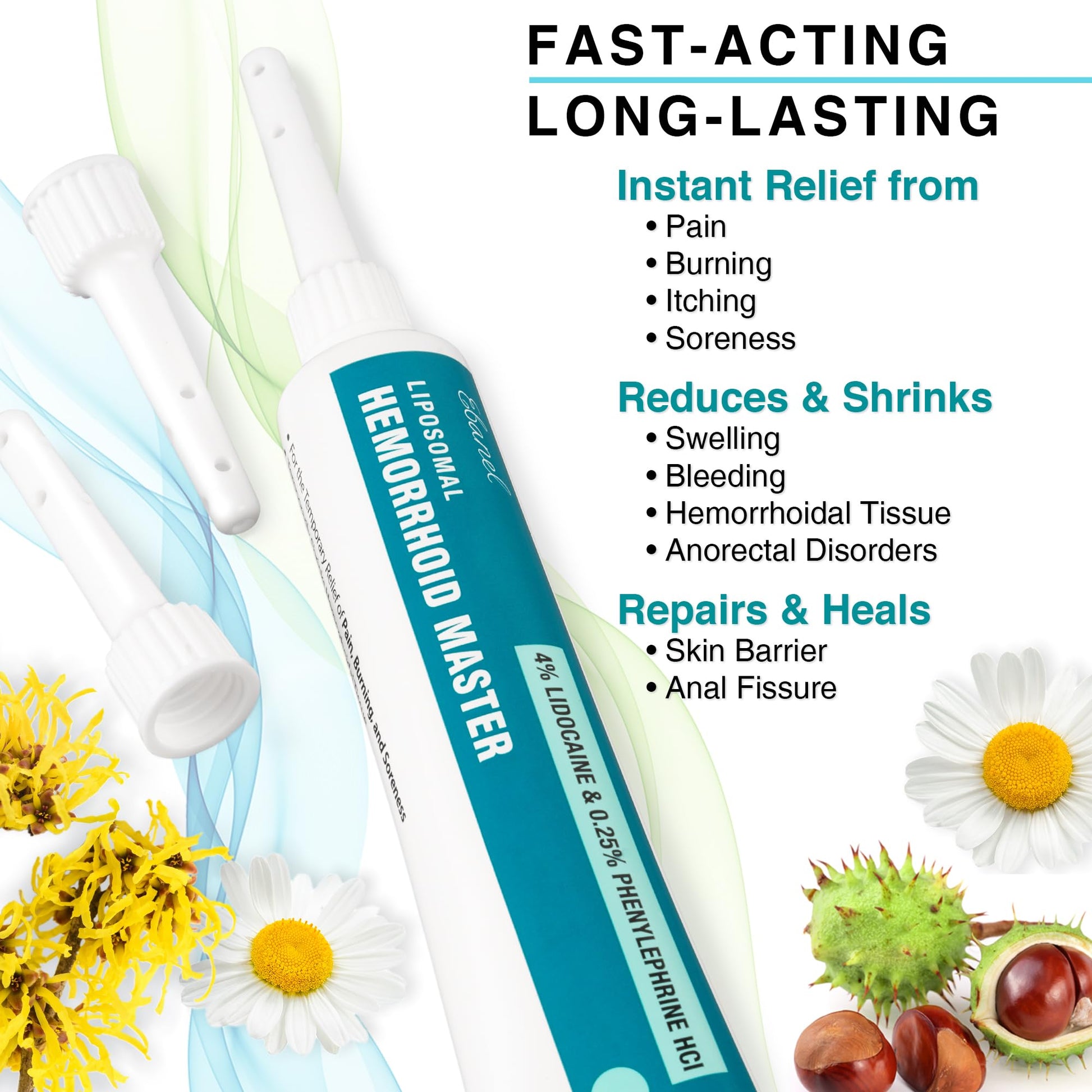 Ebanel 4% Lidocaine Hemorrhoid Treatment Ointment with Phenylephrine, Witch Hazel, Vitamin B6, Zinc Oxide, Frankincense, External and Internal Hemorrhoids Treatment Burn Itch Pain Relief Anal Cream Ebanel buy supplements canada