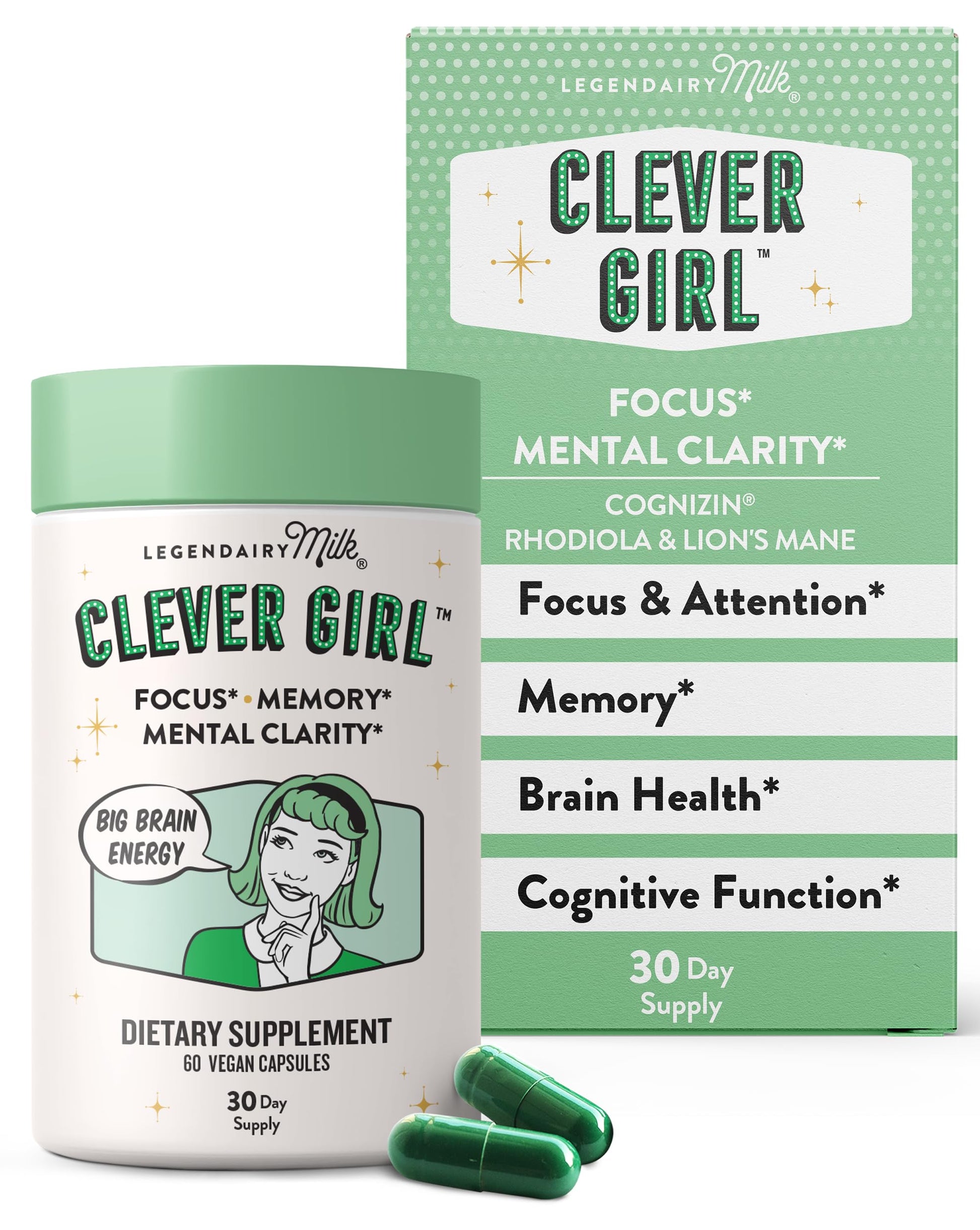 Legendairy Milk Clever Girl - Focus Supplement with Lion’s Mane & Citicoline - Nootropic Lions Mane Supplement for Memory, Focus & Mental Clarity, 30 Servings Legendairy Milk buy supplements canada