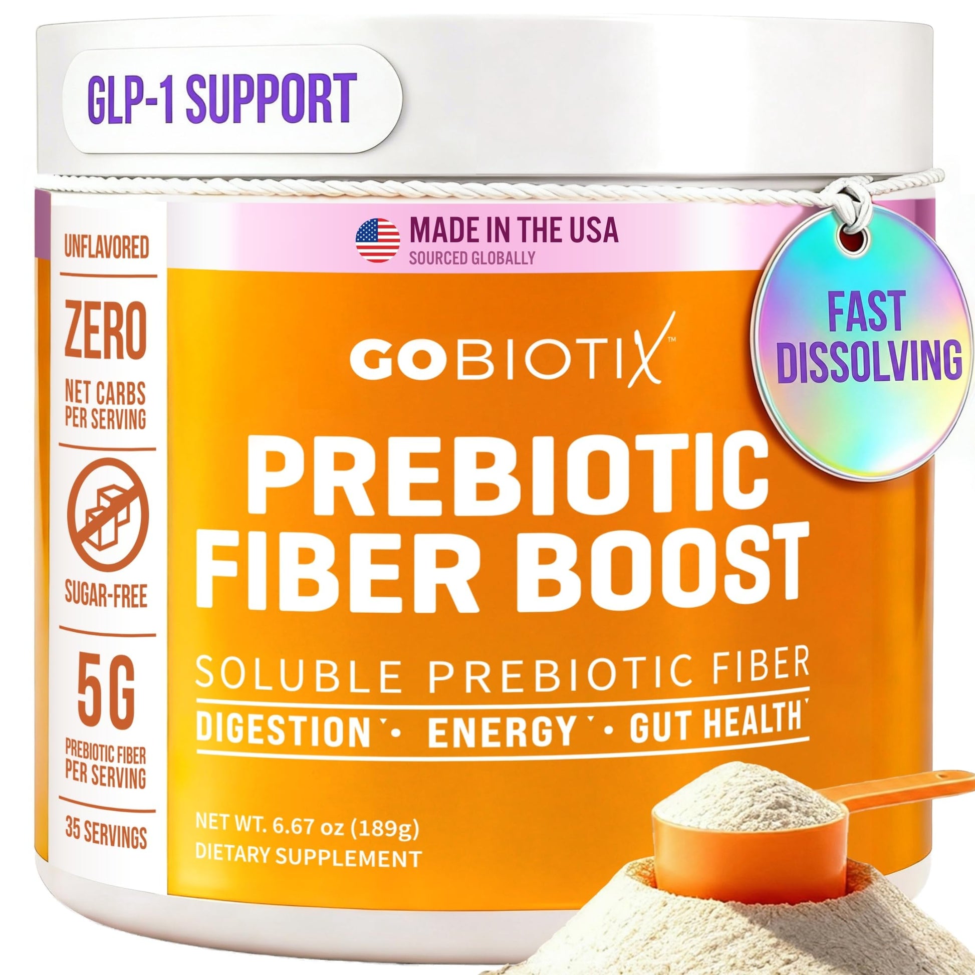 GOBIOTIX Fiber Supplement Powder with Prebiotics for Digestive Health and GLP-1 Support, Soluble Fiber for Gut Health & Debloat, Keto GOBIOTIX buy supplements canada