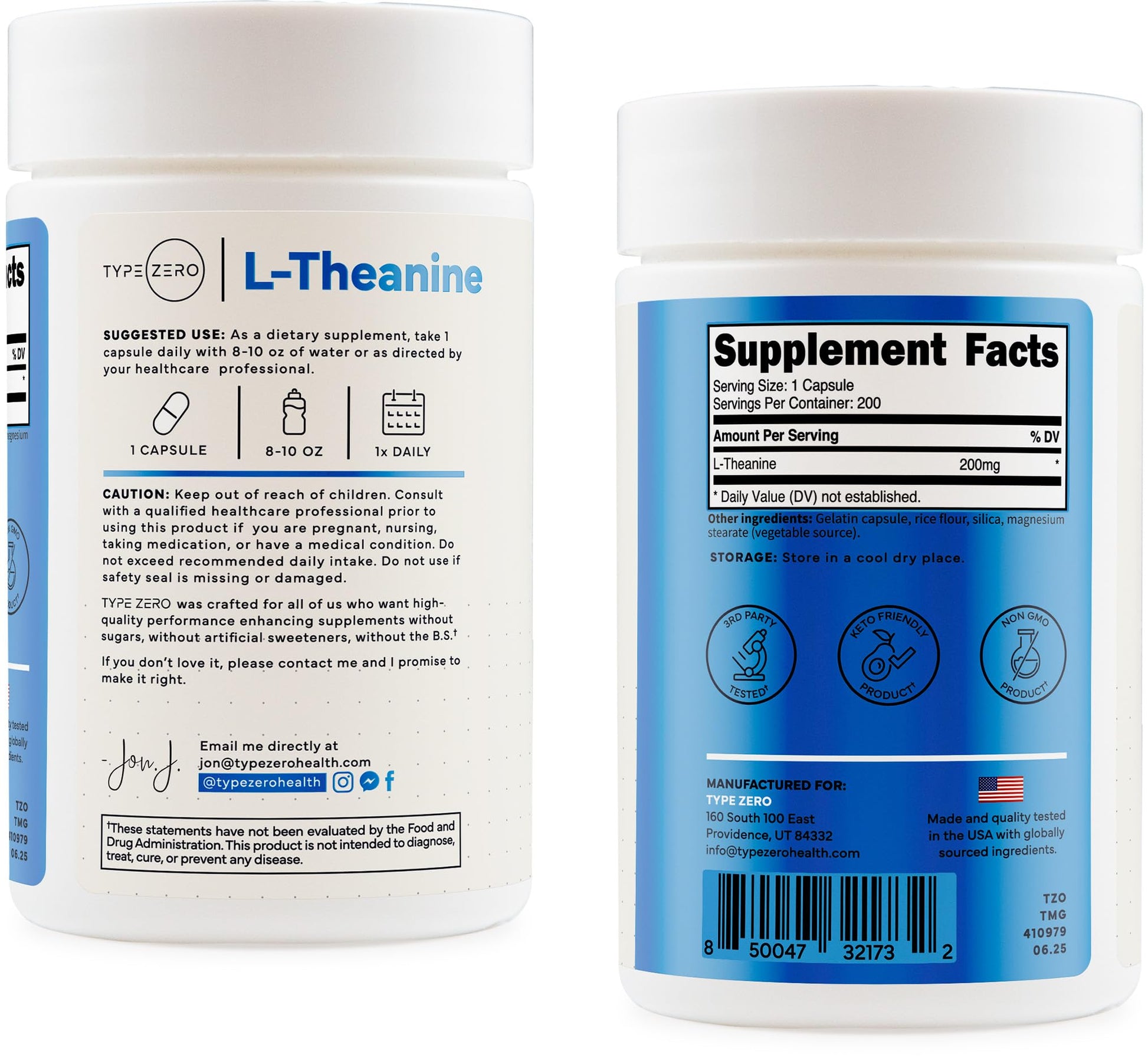 Type Zero L-Theanine (200mg) 200 Capsules - Clean L-Theanine Supplement, Keto, GMO-Free Type Zero buy supplements canada