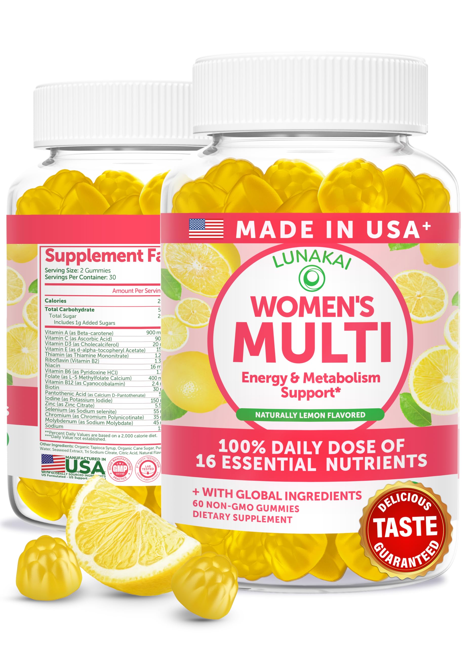 Lunakai USA Made Womens Multivitamin Gummies – Delicious Daily 16 Multi Vitamins for Women – Wellness, Energy & Essential Health Support, 60ct Lunakai buy supplements canada