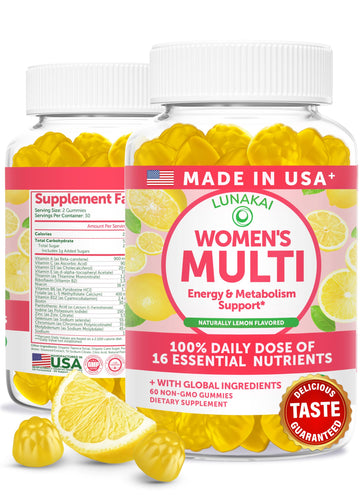 Lunakai USA Made Womens Multivitamin Gummies – Delicious Daily 16 Multi Vitamins for Women – Wellness, Energy & Essential Health Support, 60ct Lunakai buy supplements canada