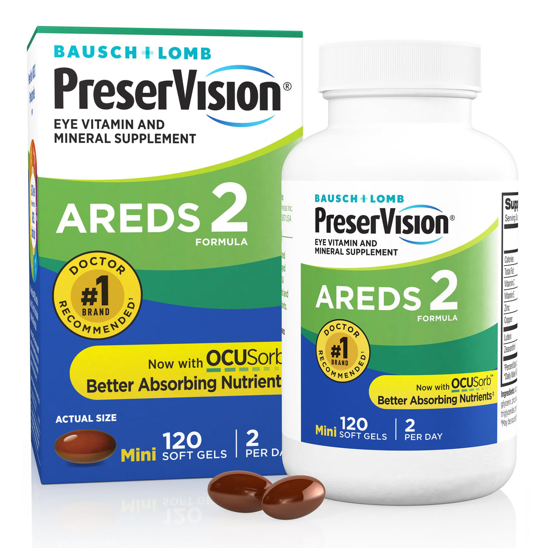 PreserVision AREDS 2 Eye Vitamins, #1 Eye Doctor Recommended Brand, Lutein and Zeaxanthin Supplement with Vitamin C, Vitamin E, Zinc, and Copper, 120 Softgels (Minigels) PreserVision buy supplements canada