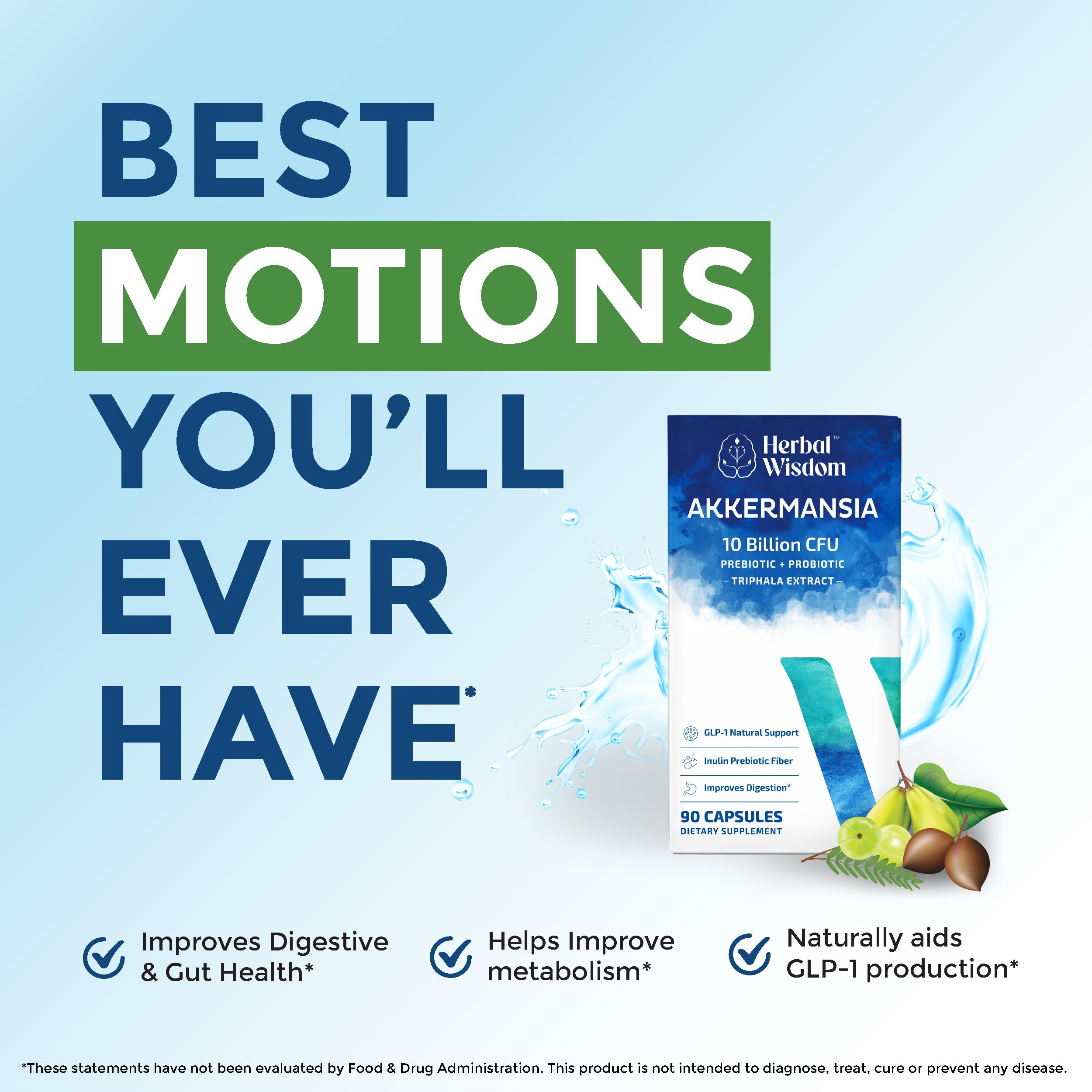 Herbal Wisdom Akkermansia Probiotic 10 Billion CFU - Advanced Support, Probiotic+Prebiotic | for Gut & Metabolism Support - No Bloating | with Inulin & Triphala Herbal Wisdom buy supplements canada