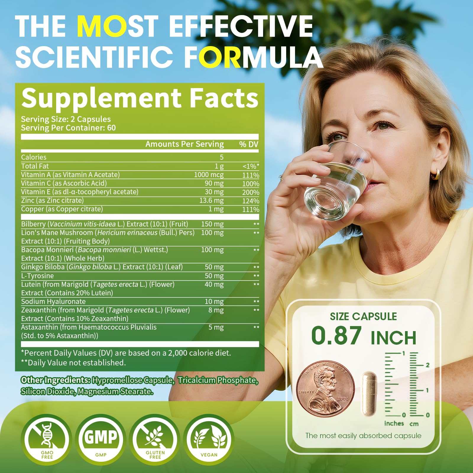 Eye + Brain Supplements for Memory and Focus, Lutein 40mg, Zeaxanthin, Astaxanthin, Bilberry, Lion’s Mane, Bacopa Monnieri, Ginkgo Biloba, 14 in 1 Eye Vitamins for Adults & Seniors 120 Capsules Alliwise buy supplements canada