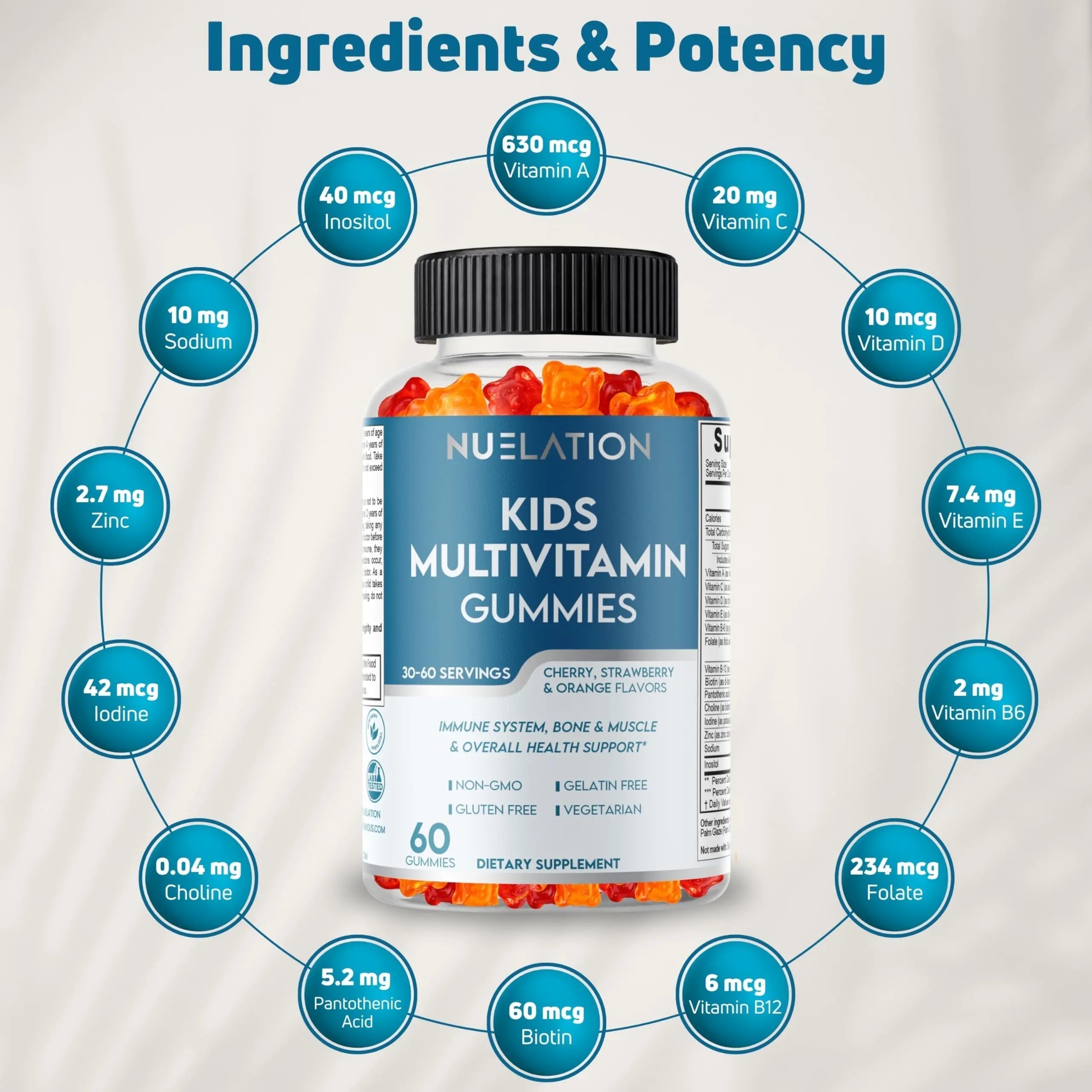 NUELATION Kids Multivitamin Gummies, 30-60 Day Supply with 14 Essential Kids Vitamins & Minerals. Toddler Vitamins for Overall Wellness. Non-GMO, Gelatin-Free, Gluten-Free, Vegetarian Children Vitamin NUELATION buy supplements canada