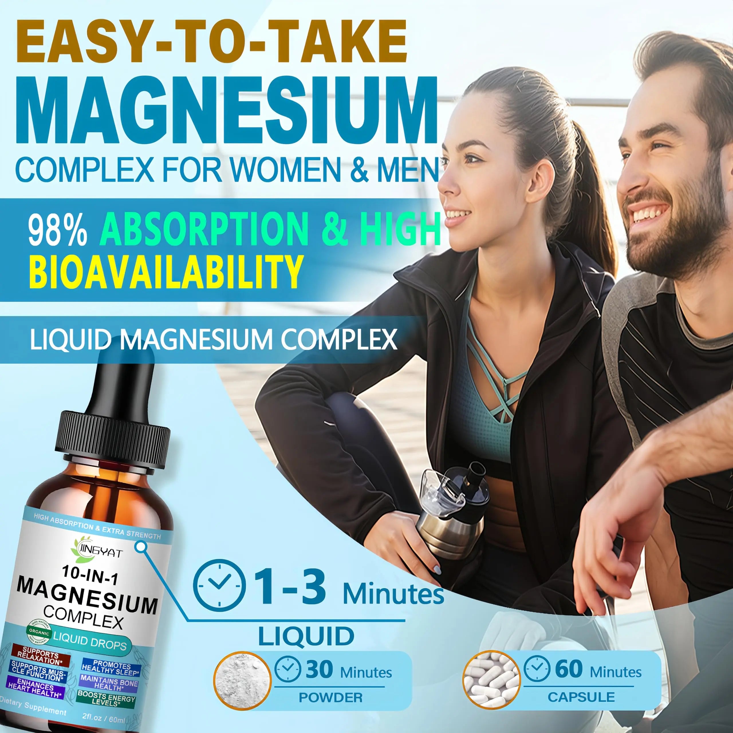 High Absorption Magnesium Complex Drops | 10-in-1 Liquid Magnesium Complex for Women & Men with Glycinate,Citrate,Taurate | for Stress Relief,Sleep,Heart Health | Vegan,Non-GMO,Fast-Acting Formula JINGYAT buy supplements canada