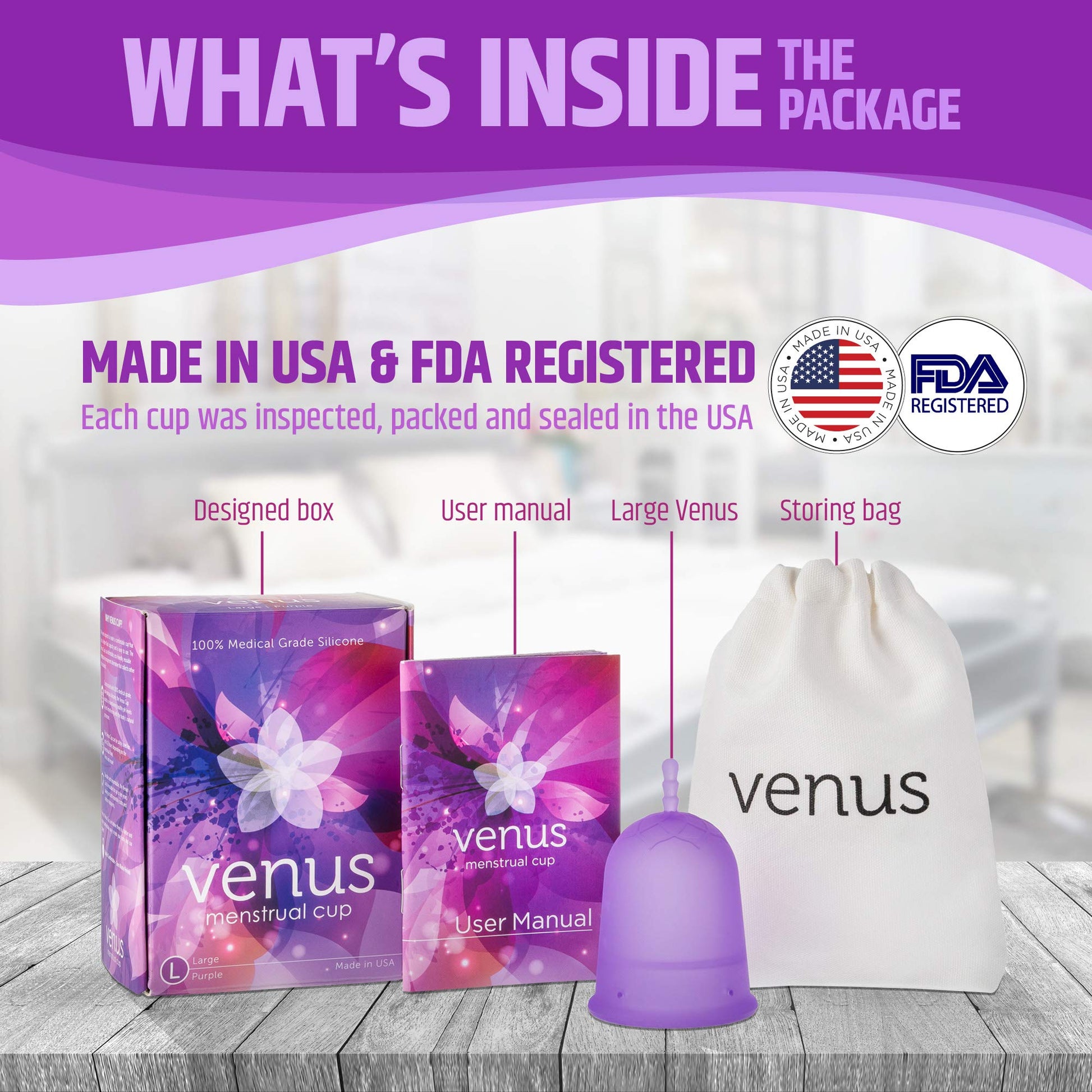 Venus Large Menstrual Cup – High Capacity for Heavy Flow -Made in USA - 100% Medical Grade Silicone VENUS buy supplements canada