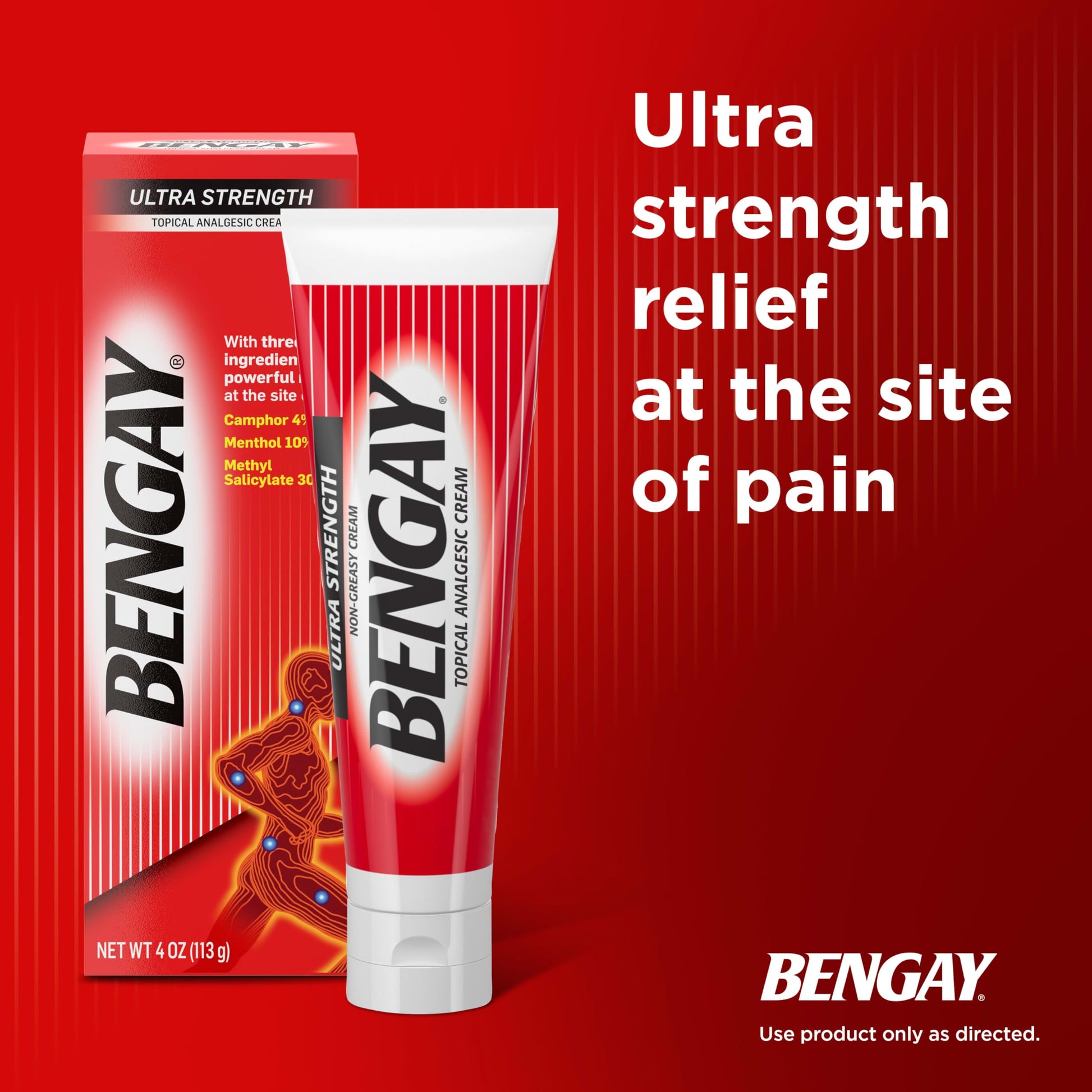 Bengay Ultra Strength Topical Pain Relief Cream, Non-Greasy Topical Analgesic for Minor Arthritis, Muscle, Joint and Back Pain, Camphor, Menthol and Methyl Salicylate, 4 OZ Bengay buy supplements canada