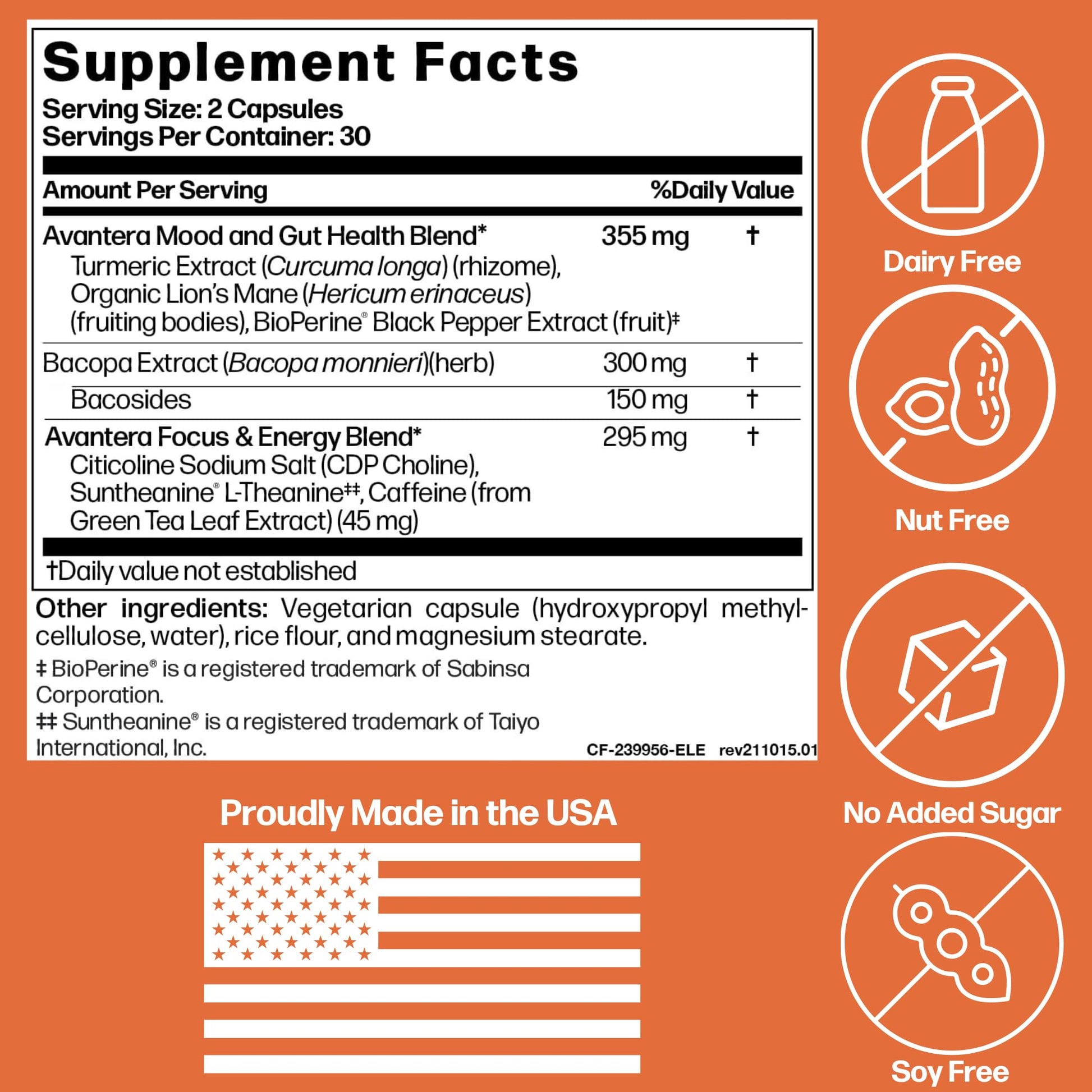 Avantera Premium Nootropic, Elevate | Energy, Focus, Mood, & Gut Health | 30 Day Supply Avantera buy supplements canada