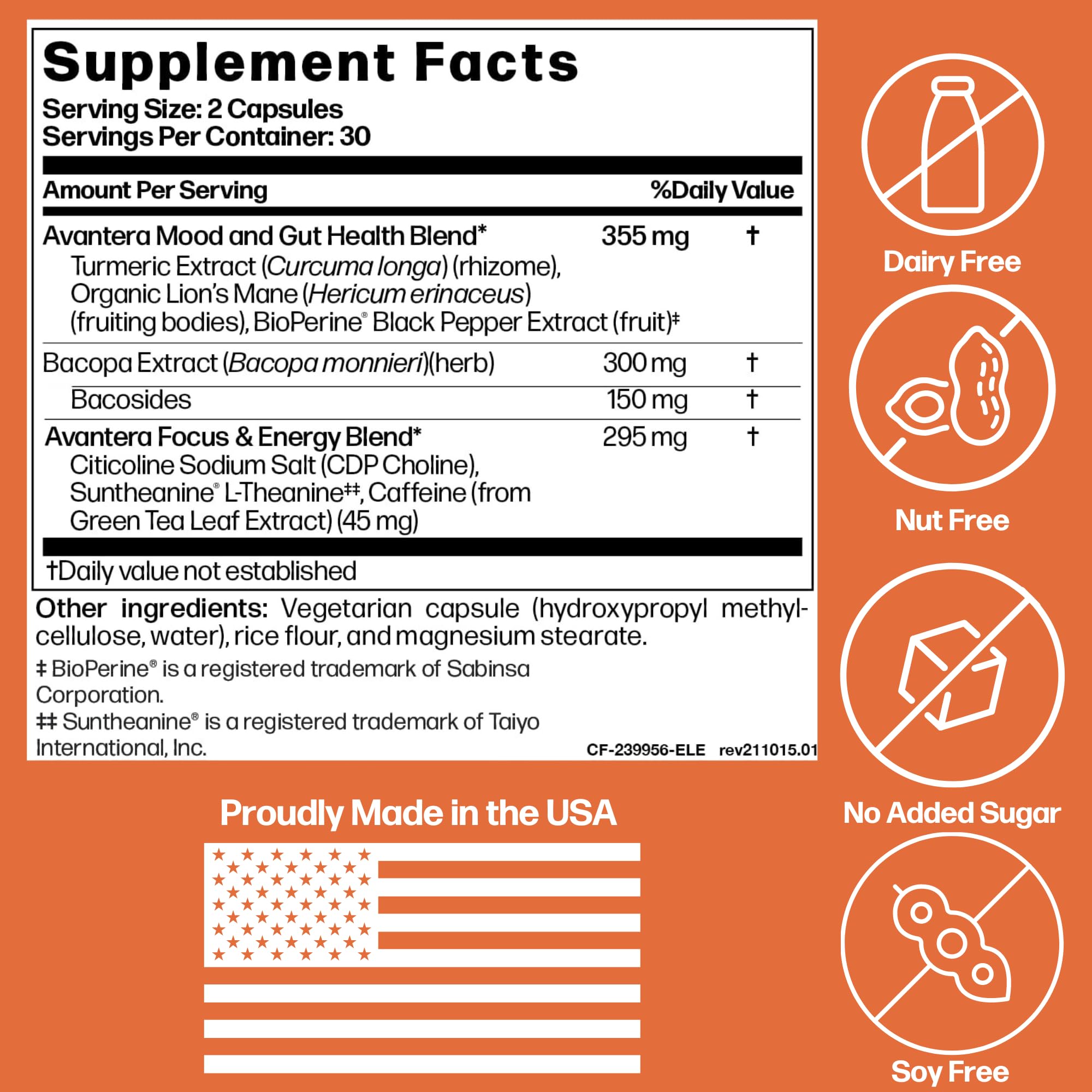 Avantera Premium Nootropic, Elevate | Energy, Focus, Mood, & Gut Health | 30 Day Supply Avantera buy supplements canada