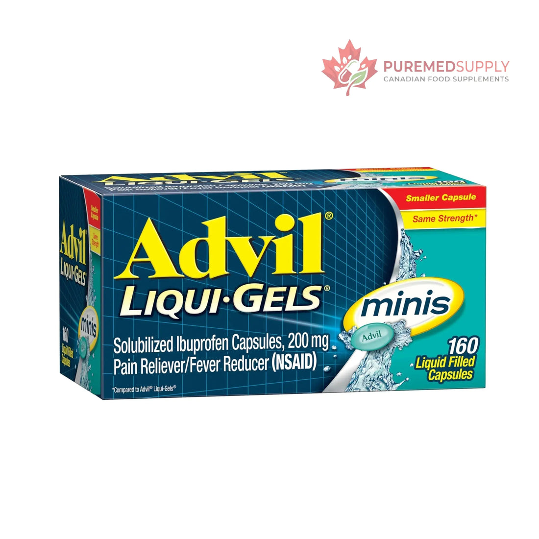 Advil Liqui-Gels Minis Pain Reliever and Fever Reducer, Pain Medicine for Adults with Ibuprofen 200mg for Pain Relief - 160 Liquid Filled Capsules Advil buy supplements canada