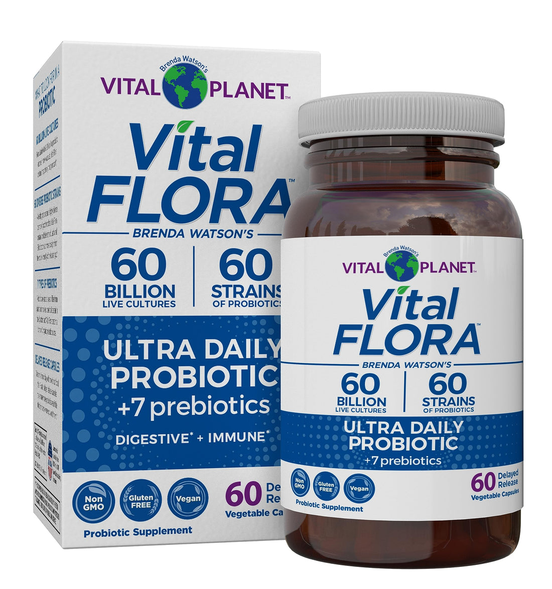 Vital Planet - Vital Flora Ultra Daily Probiotic 60 Billion CFU, Diverse Strains, Organic Prebiotics, Immune Support, Bloating Relief, Digestive Health Probiotics for Women and Men 60 Capsules Vital Planet buy supplements canada