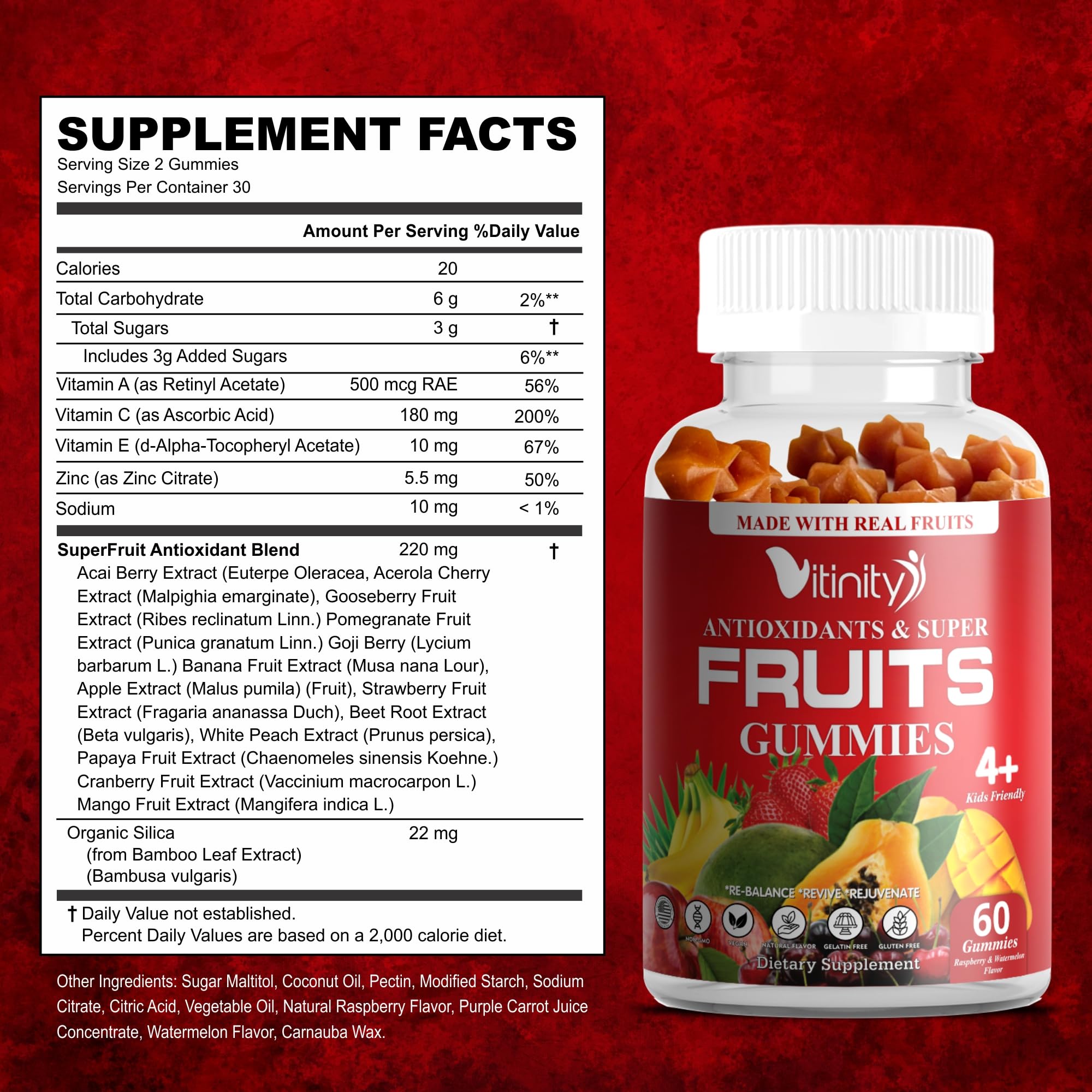 VITINITY Made with Real Super Fruits Delicious Gummy Supplement,Men,Women & Kids VITINITY buy supplements canada