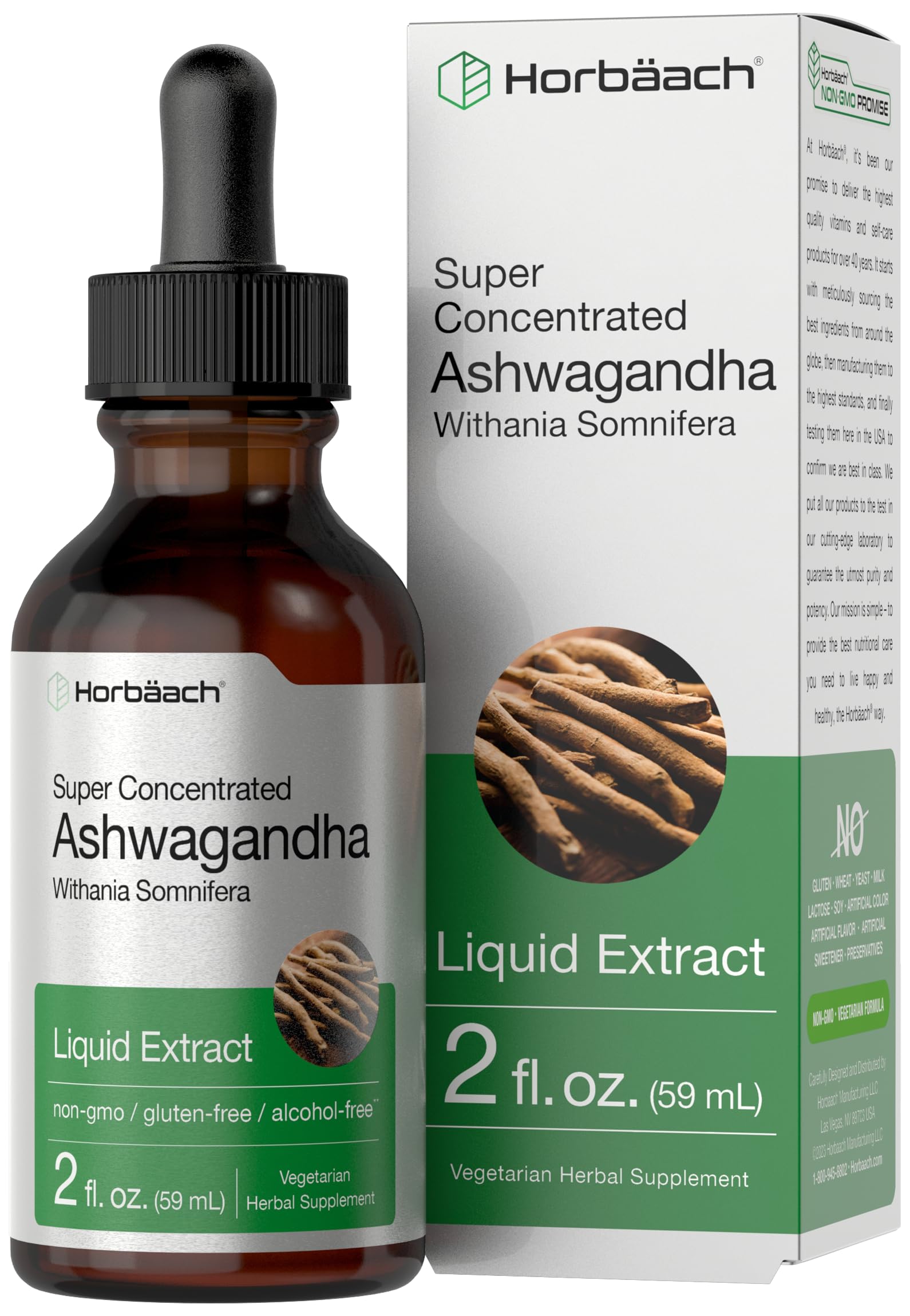 Ashwagandha Root Liquid Extract | 2 fl oz | Alcohol Free Tincture | Vegetarian, Non-GMO, Gluten Free Supplement | by Horbaach Horbäach buy supplements canada