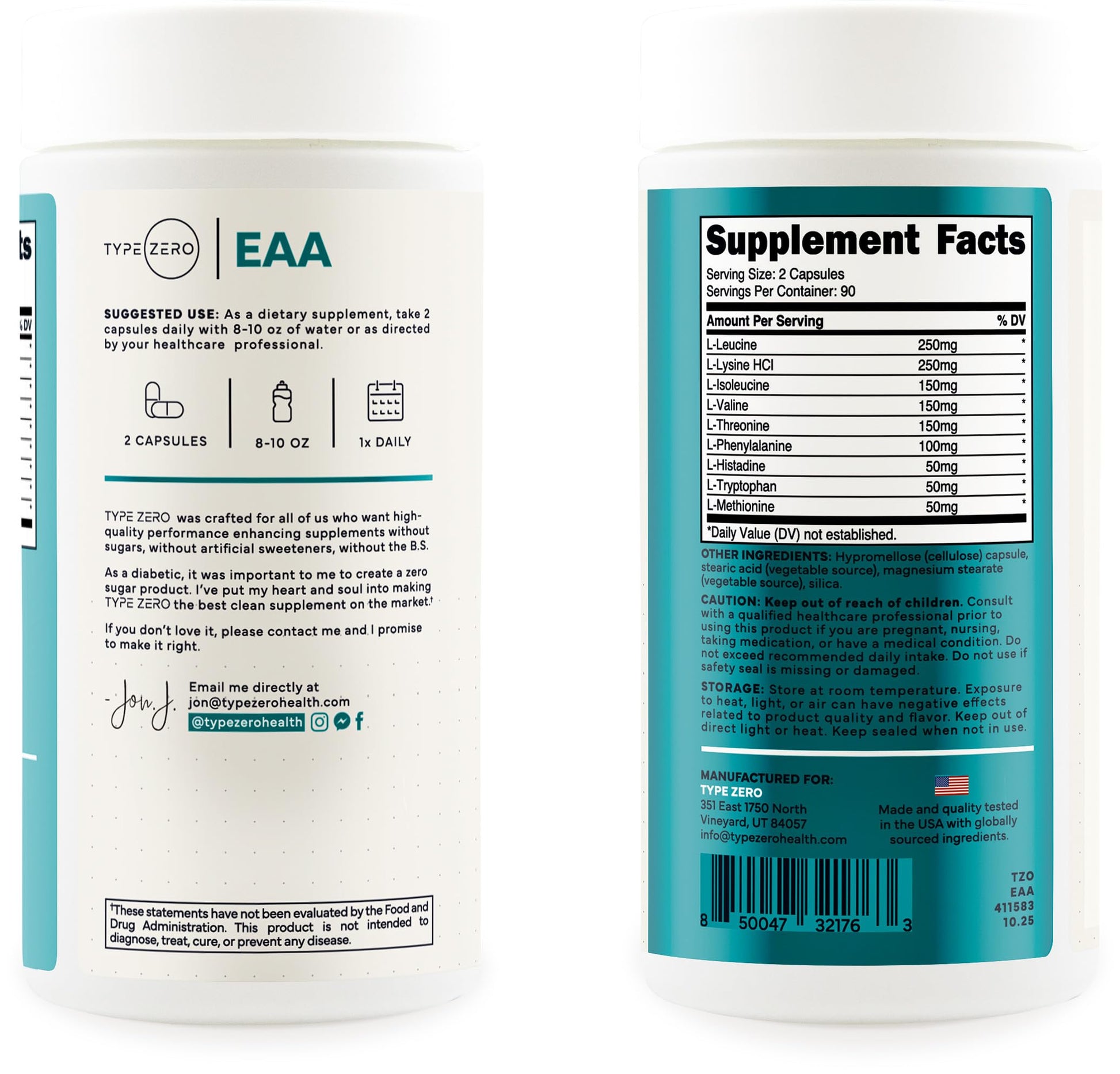 Type Zero Clean EAA Capsules (1,200mg per Serving), Essential Amino Acids Supplement with 9 EAAs, 180 Capsules, 90 Servings Type Zero buy supplements canada