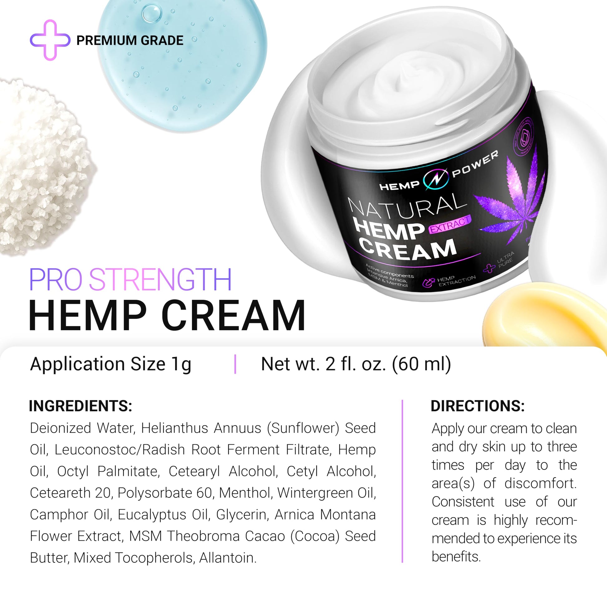 Hemp Power Joint Muscle Relief Cream, with Hemp, Menthol, MSM Arnica, Support Your Back, Muscles, Joints, Neck, Shoulder, Knee, Nerves - 2 Fl Oz. HEMP POWER buy supplements canada