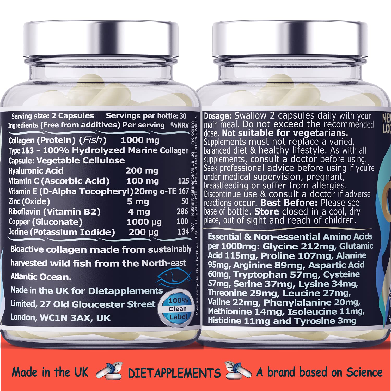 Marine Collagen Type 1&3 1000mg, Hyaluronic Acid 200mg/serving; Vitamin C, Zinc, Copper for Immune System Dietapplements buy supplements canada