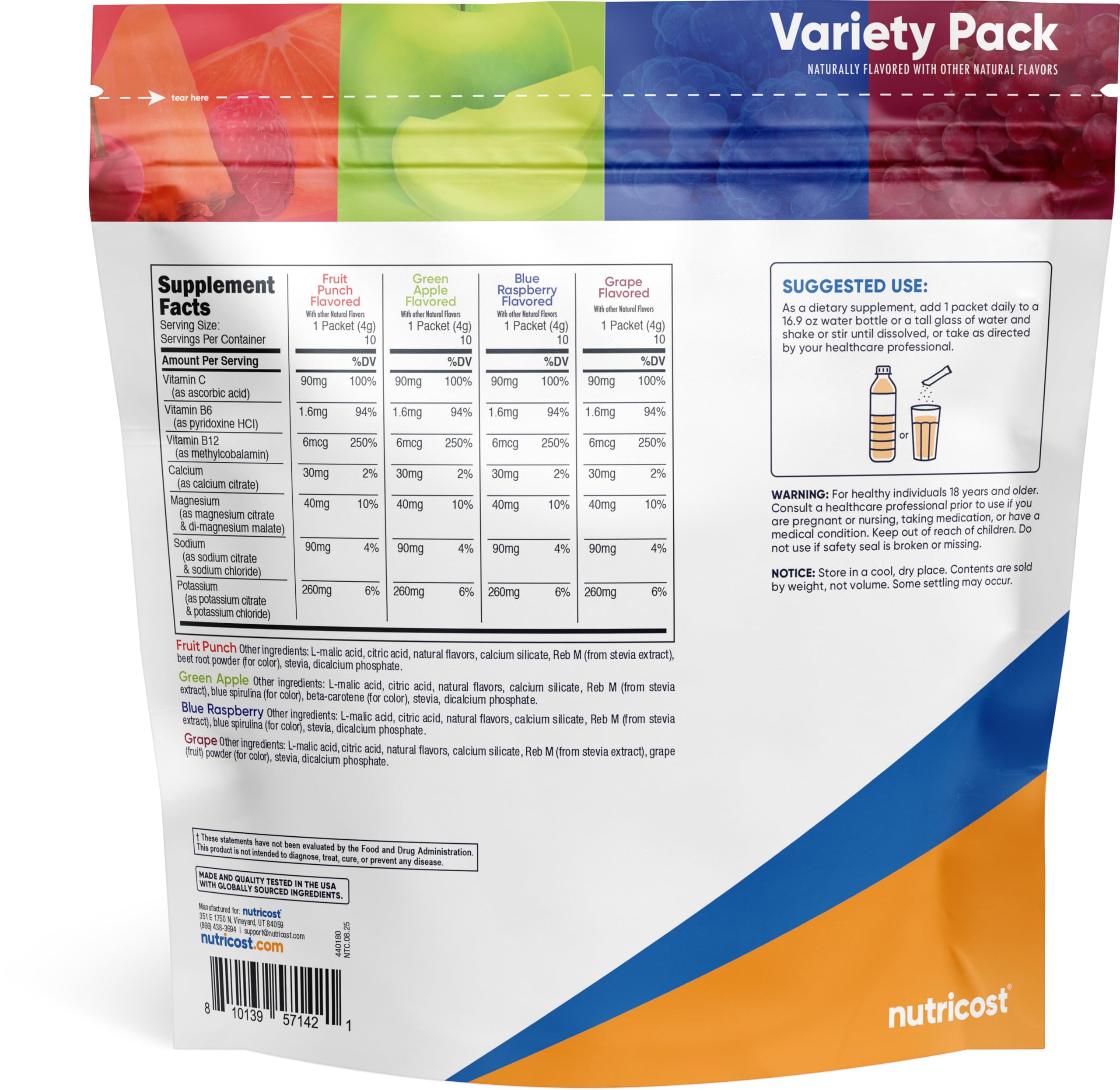 Nutricost Electrolytes Complex, Variety Pack Flavored, 40 Stickpacks - Advanced Hydration Complex Nutricost buy supplements canada