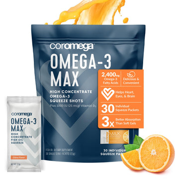 Coromega MAX High Concentrate Omega 3 Fish Oil, 2400mg Omega-3s with 3X Better Coromega buy supplements canada