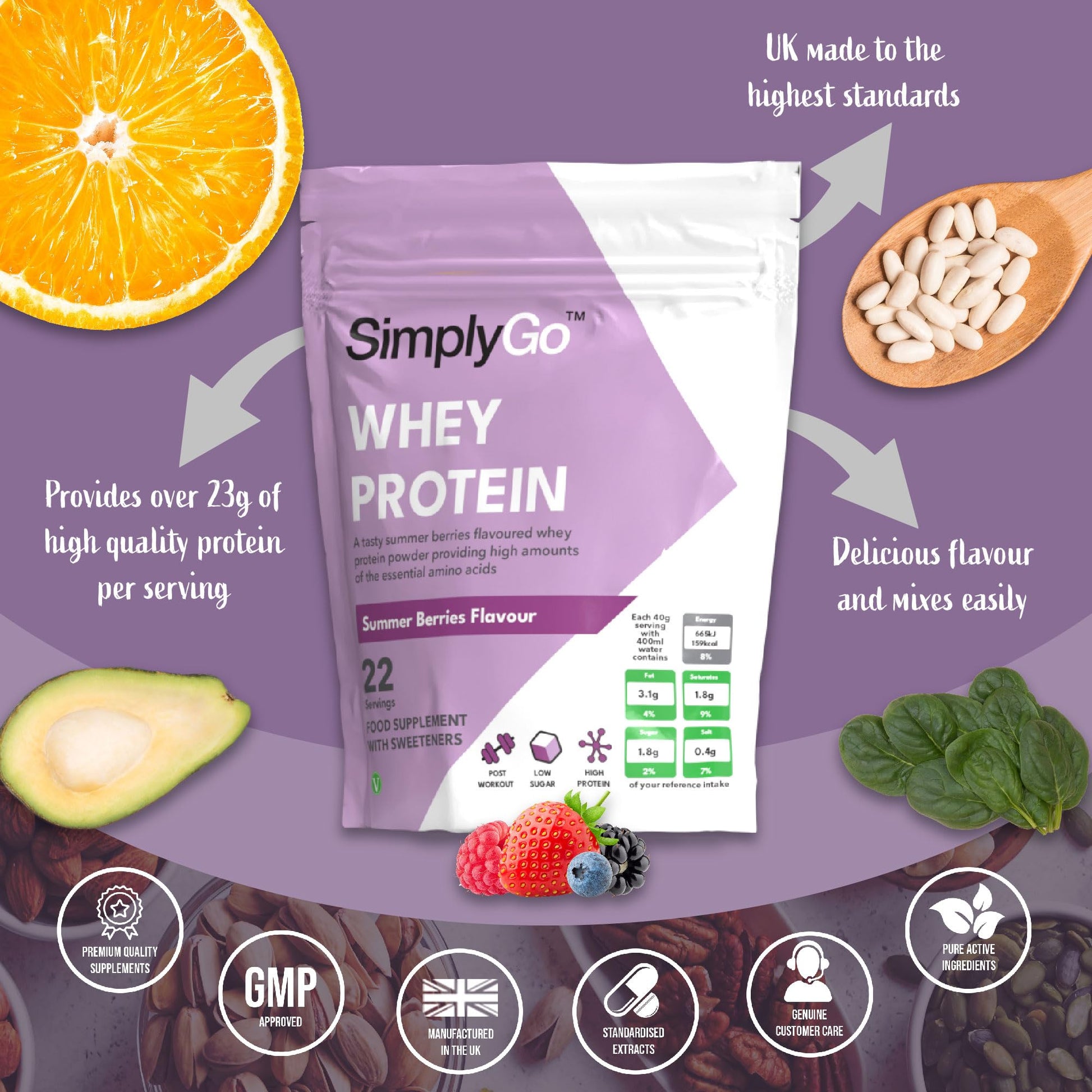 SimplyGo Whey Protein Powder | 900g | Simply Add 30g to Water, Juice or Shakes Simply Supplements buy supplements canada