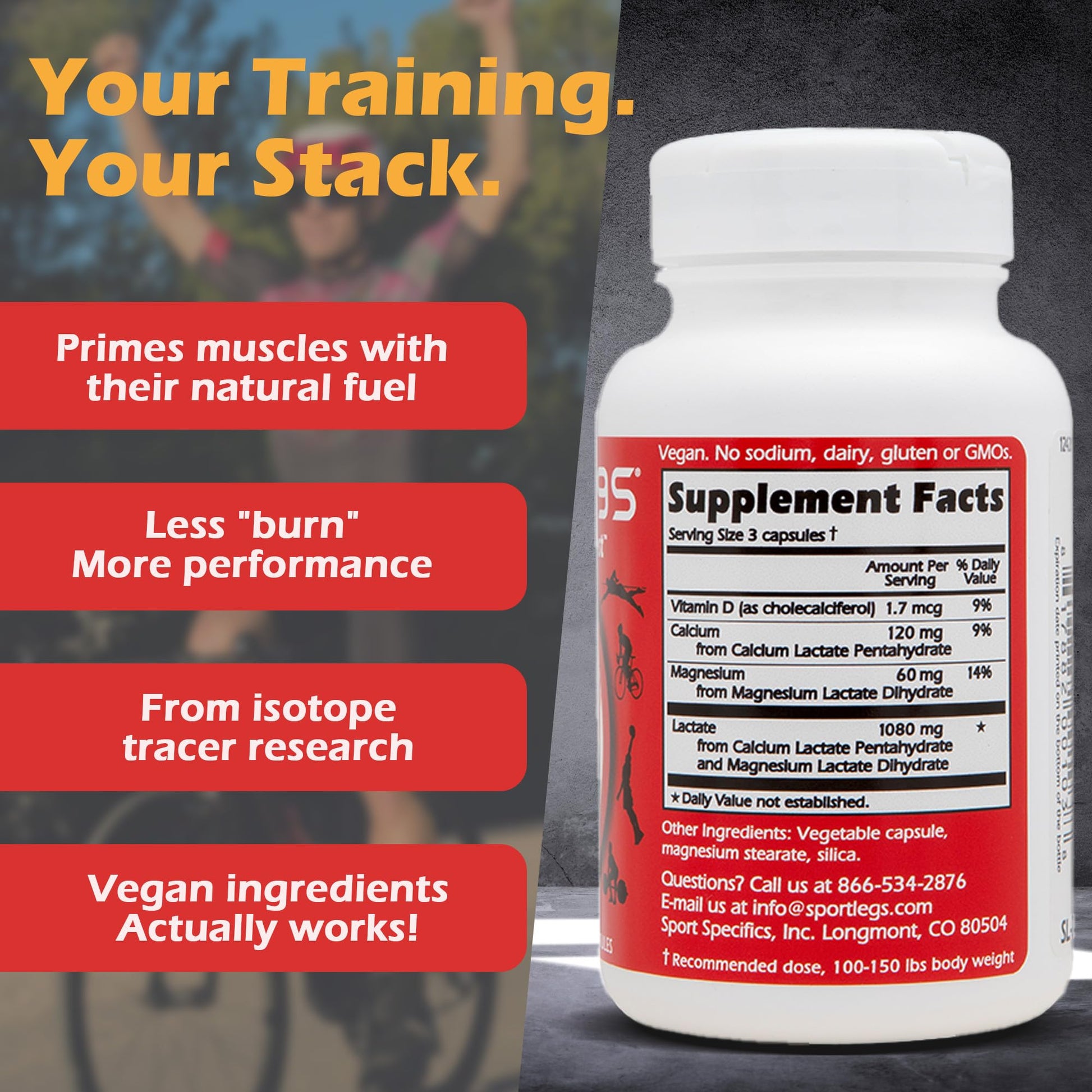 SPORTLEGS Pre-Exercise Metabolic Primer for Runners, Cyclists and Endurance Athletes - Helps Muscles Use Lactate as Fuel for Smoother, Longer-Lasting Efforts - NSF Certified for Sport - 120 Capsules SPORTLEGS buy supplements canada