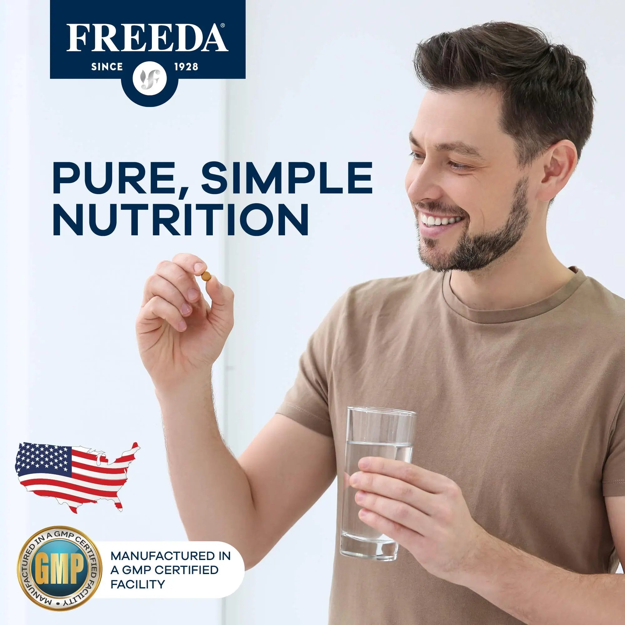 Freedavite Tiny Tablet - Moderate Multivitamin for Men and Women - Pure Vitamin A, C, D, E, B1, B2, B6, B12, Biotin, Calcium, Zinc, Iron, Magnesium FREEDA buy supplements canada