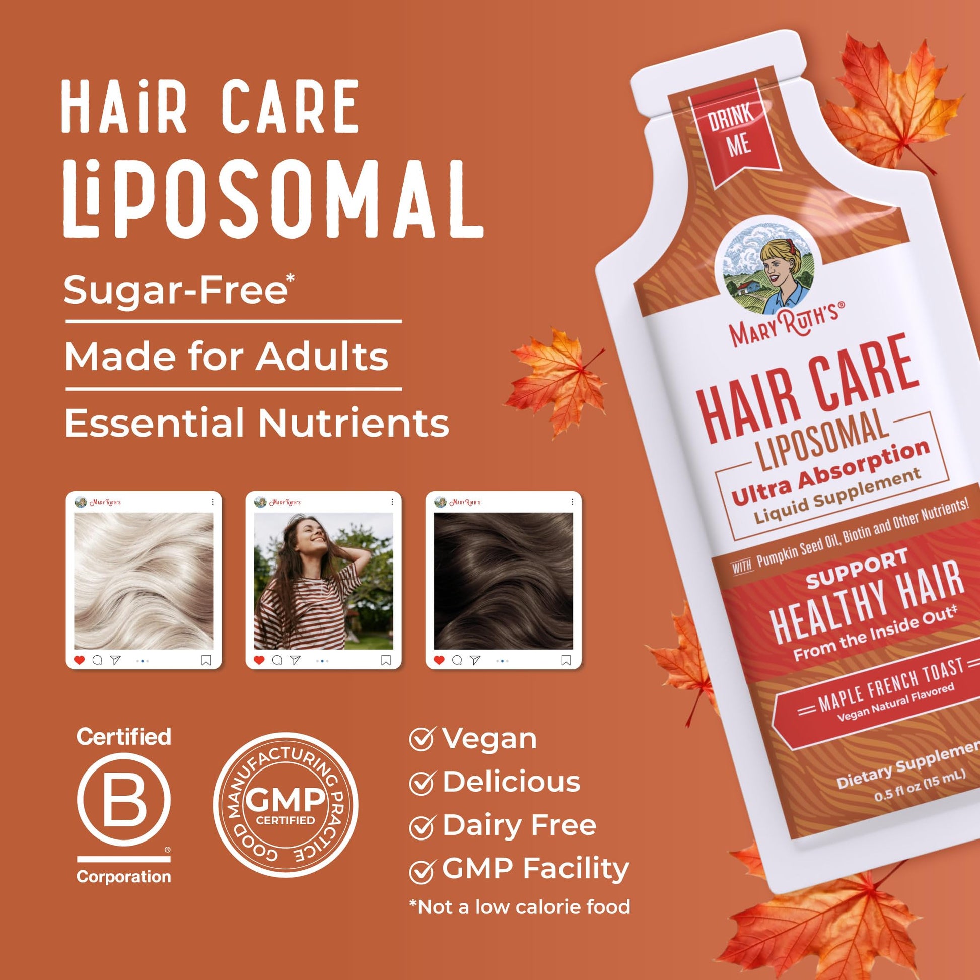 MaryRuth Organics Hair Growth Vitamins, Sugar & Gluten Free, Liquid Hair Vitamins with Vitamin D3, Vitamin E Biotin Hyaluronic Acid, Selenium for Hair & Skin Care Vegan, Non-GMO, 14-0.5 Fl Oz Pouches MARYRUTH'S buy supplements canada