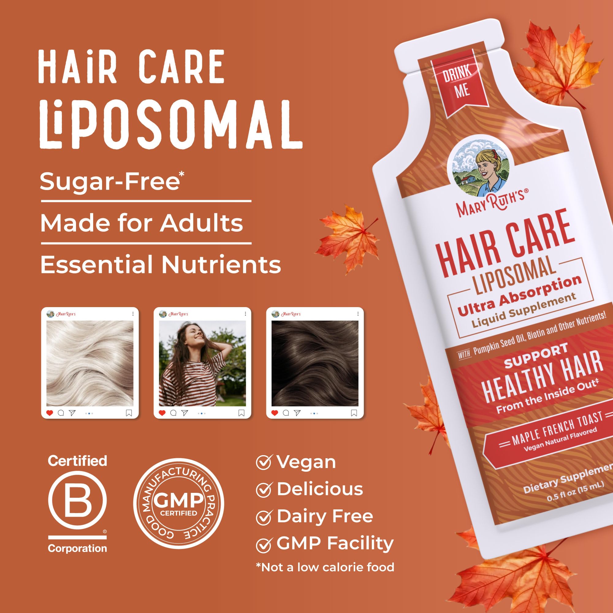 MaryRuth Organics Hair Growth Vitamins, Sugar & Gluten Free, Liquid Hair Vitamins with Vitamin D3, Vitamin E Biotin Hyaluronic Acid, Selenium for Hair & Skin Care Vegan, Non-GMO, 14-0.5 Fl Oz Pouches MARYRUTH'S buy supplements canada