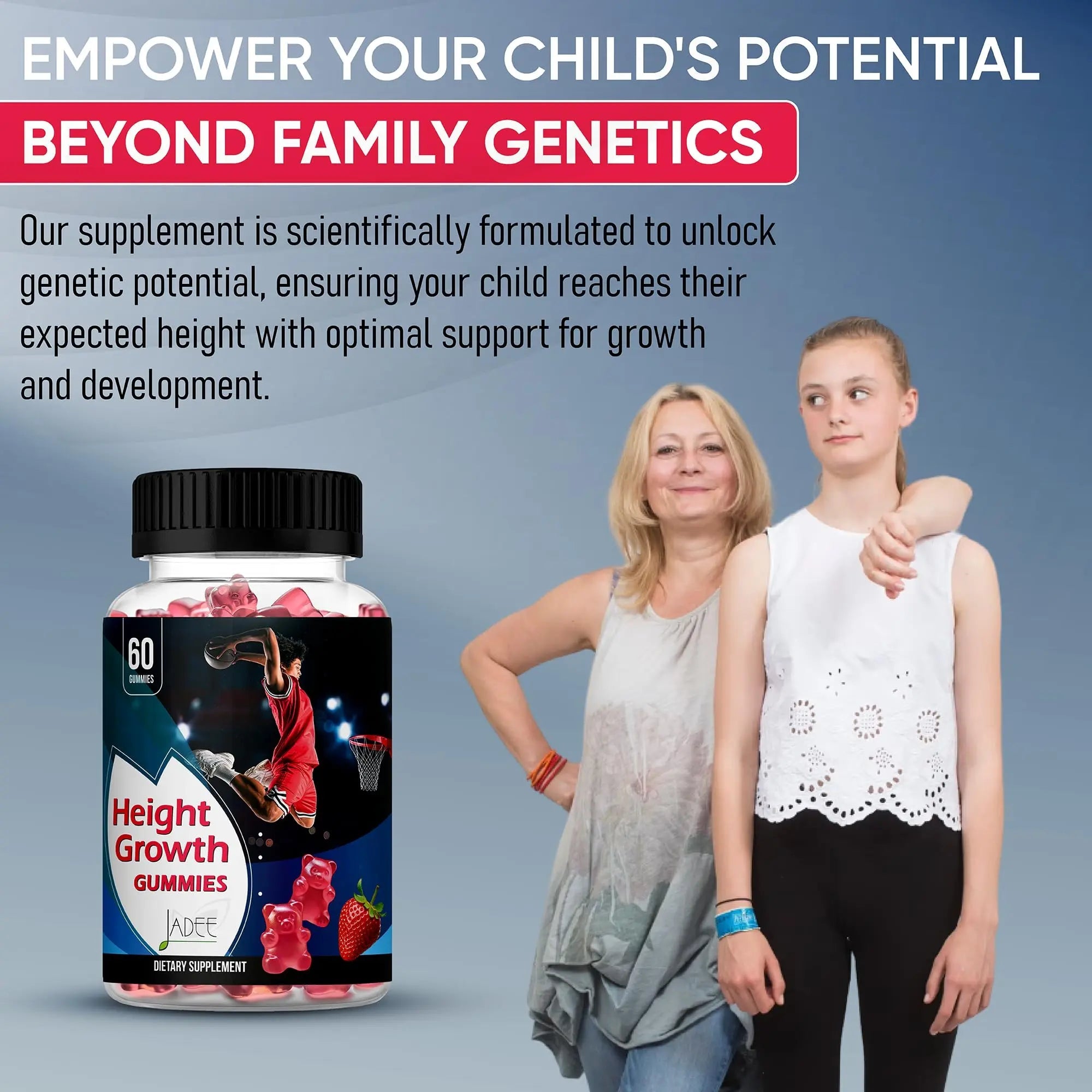 Jadee Height Growth Gummies for Teens & Kids Calcium 325mg, Teen Vitamins D3,K2,C, Magnesium, Ashwagandha, Zinc, L-Arginine Jadee buy supplements canada