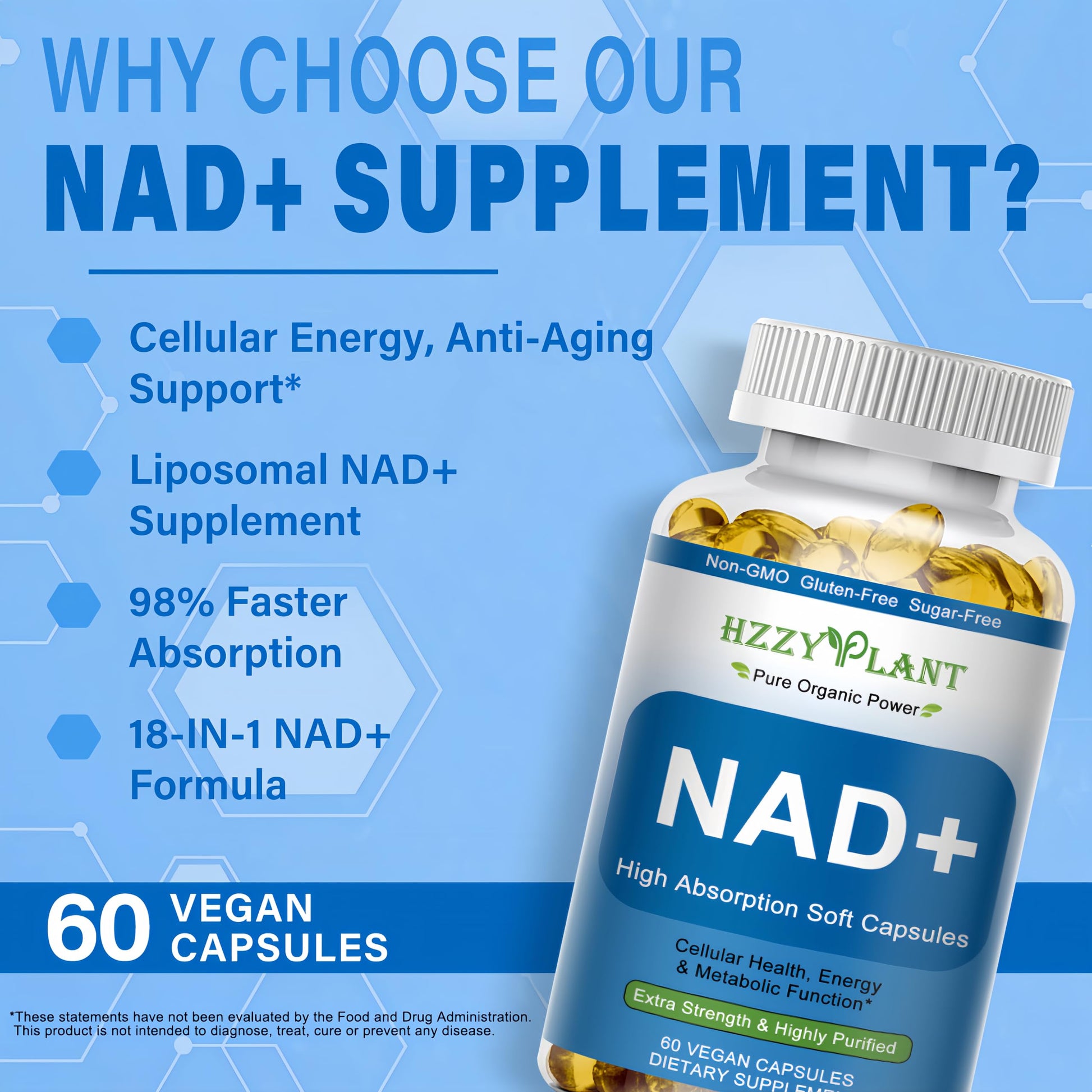 HZZYPLANT NAD+ Supplement, High Absorption NAD Supplements for Women for Cellular Energy Immune Focus Health, NAD Resveratrol Softgel Capsules, NAD Liquid Softgels Supplement, Non-GMO, 2 Month Supply HZZYPLANT buy supplements canada