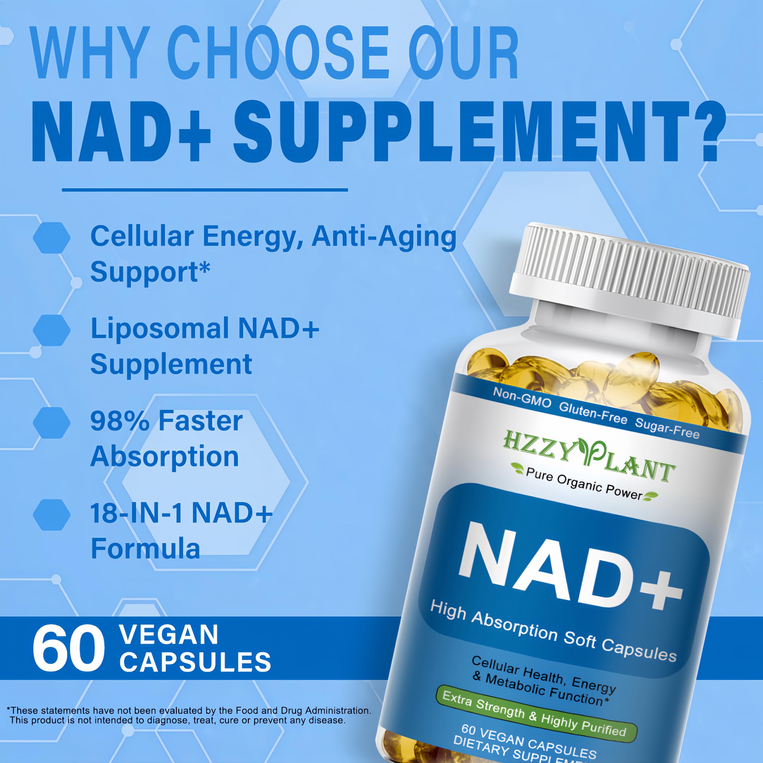 HZZYPLANT NAD+ Supplement, High Absorption NAD Supplements for Women for Cellular Energy Immune Focus Health, NAD Resveratrol Softgel Capsules, NAD Liquid Softgels Supplement, Non-GMO, 2 Month Supply HZZYPLANT buy supplements canada