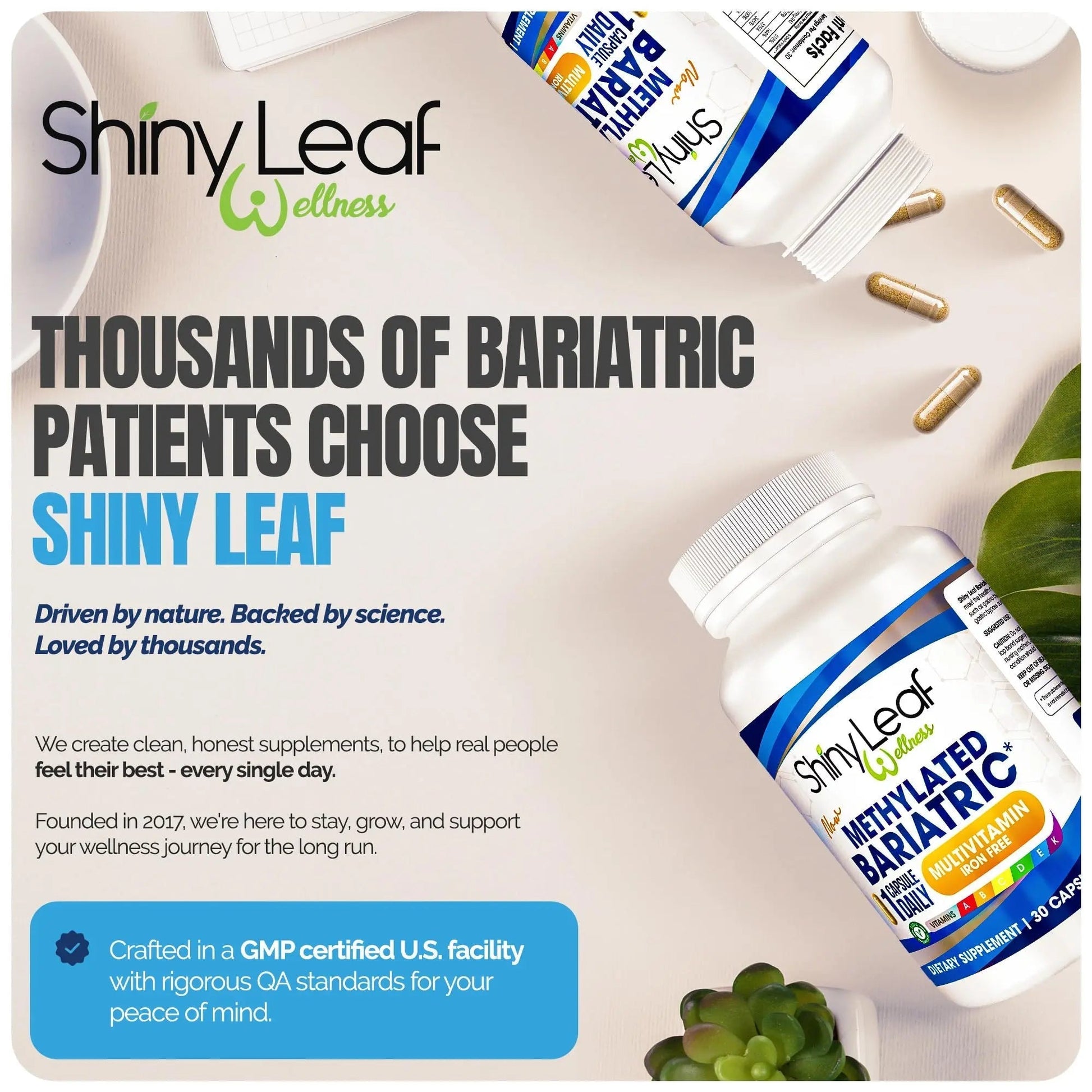 Shiny Leaf Methylated Bariatric Multivitamin Without Iron – Vitamins for Gastric Bypass & Sleeve, 1 Daily Capsule W Methylated Folate Shiny Leaf buy supplements canada