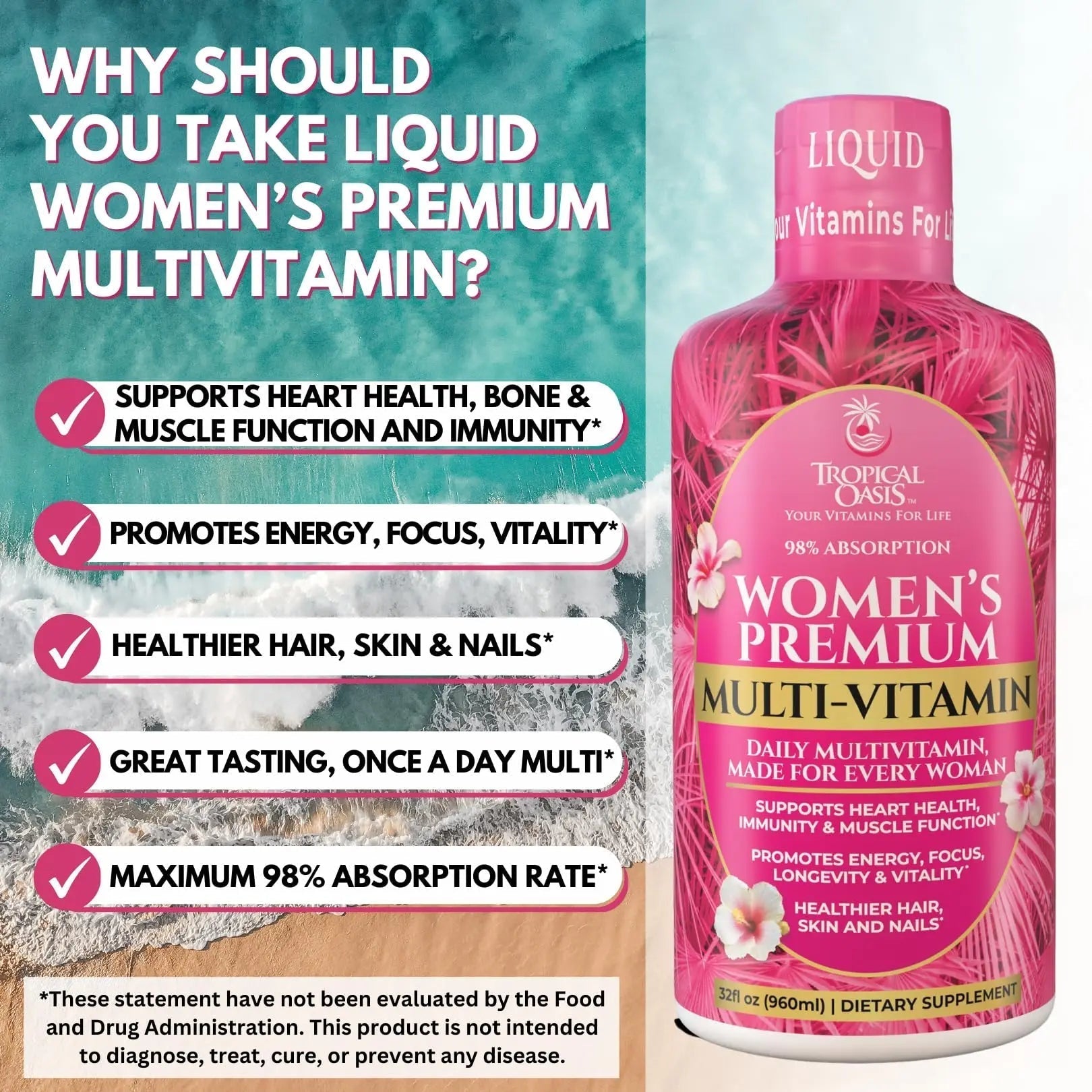 Premium Liquid Multivitamin for Women | Sugar Free Women’s Multivitamin | 100+ Vitamins, Minerals Tropical Oasis buy supplements canada