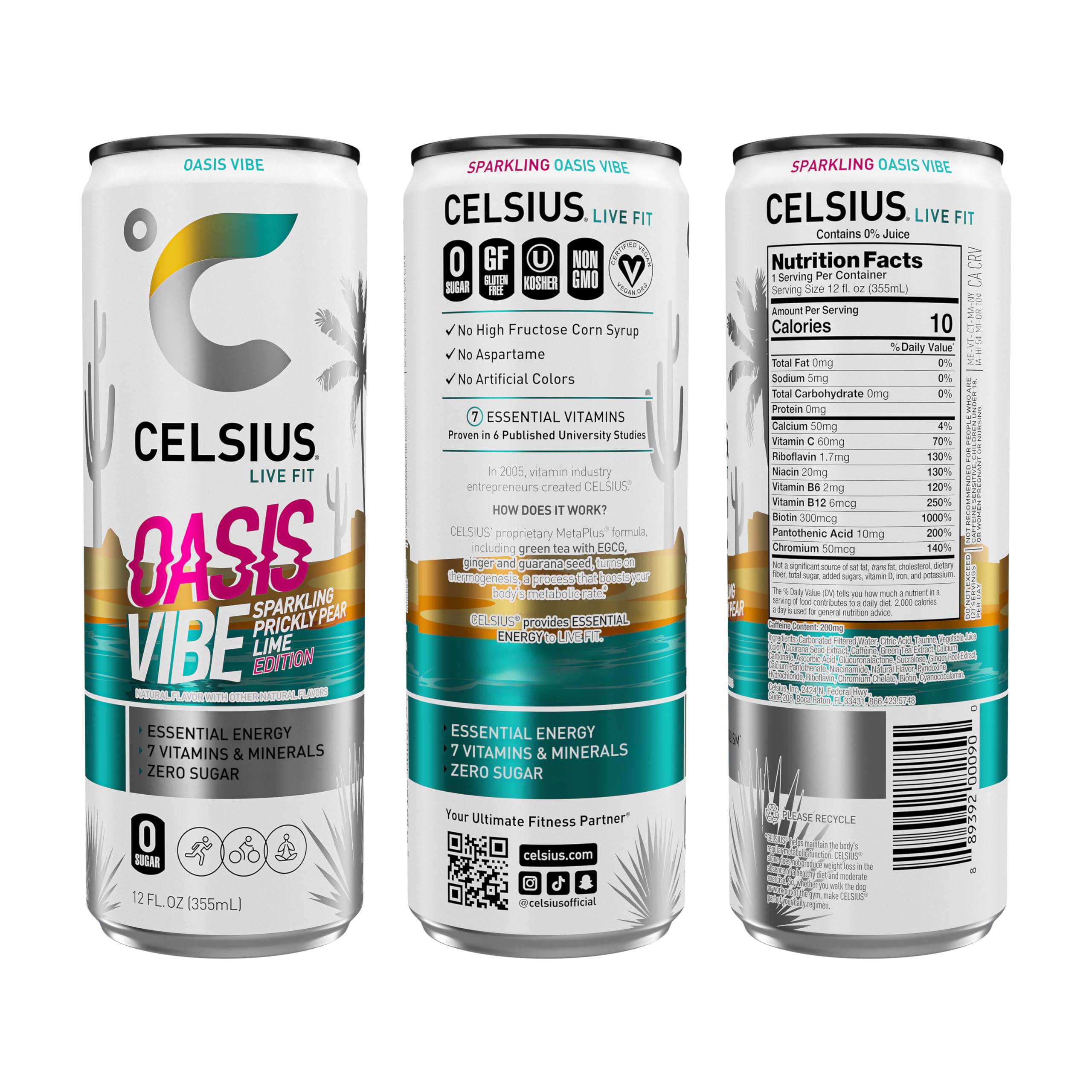 CELSIUS Sparkling Oasis Vibe, Functional Essential Energy Drink, 12 Fl Oz (Pack of 12) CELSIUS buy supplements canada
