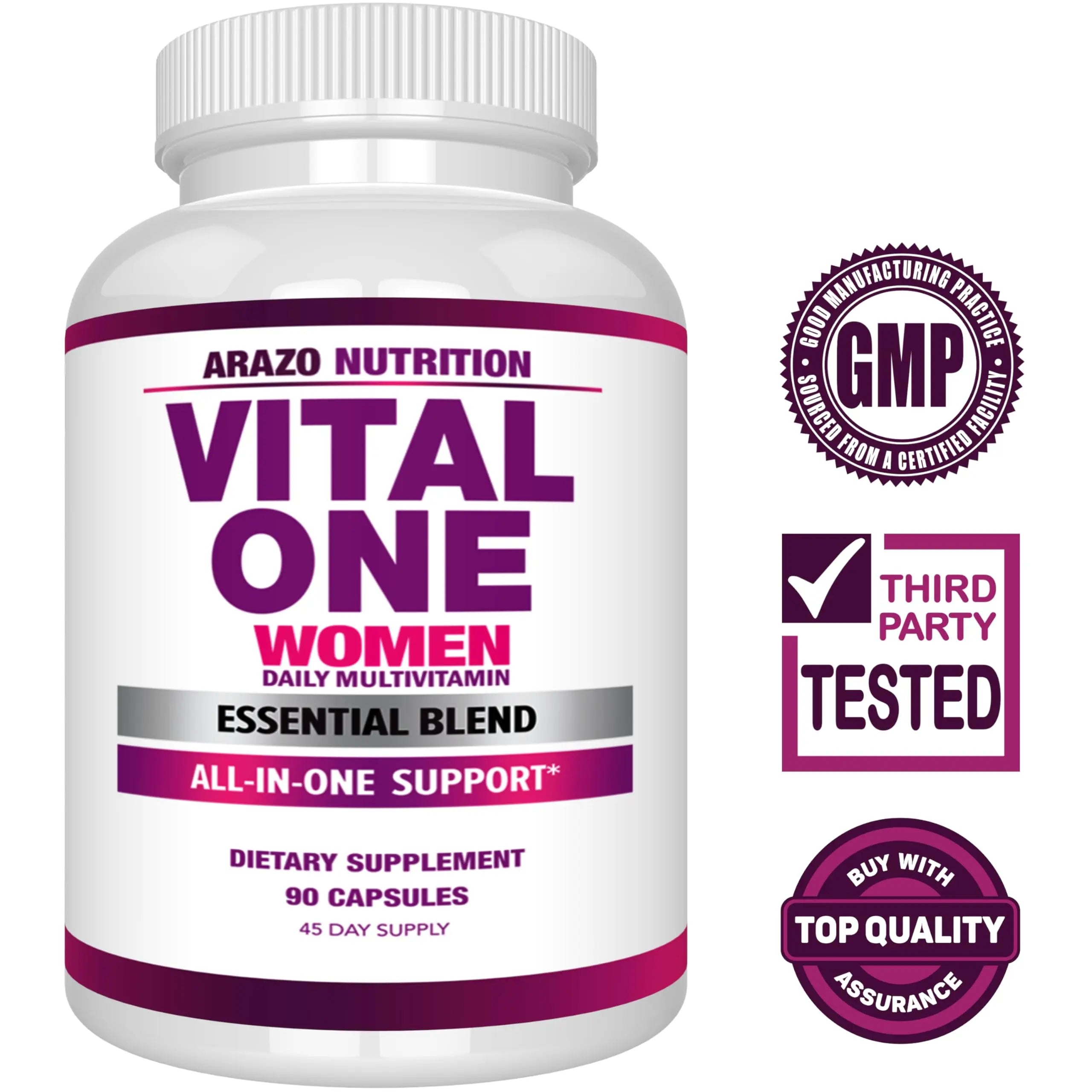 Arazo Nutrition Vital One Multivitamin for Women - Daily Wholefood Supplement - 90 Vegan Capsules Arazo Nutrition buy supplements canada