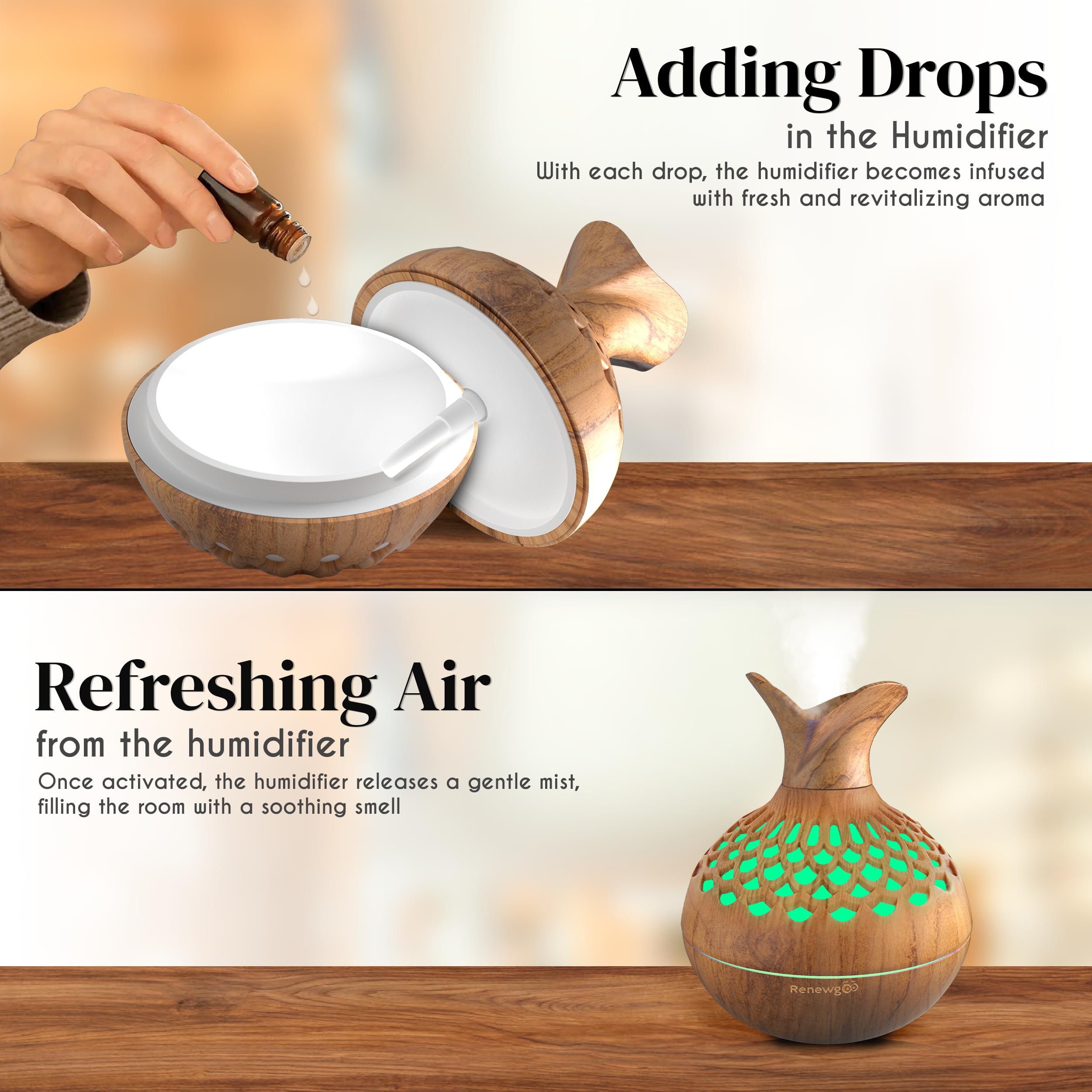 Aroma Diffuser for Essential Oils, Ultrasonic Aromatherapy Flower Oil Diffuser, Modern Cool Mist Renewgoo buy supplements canada