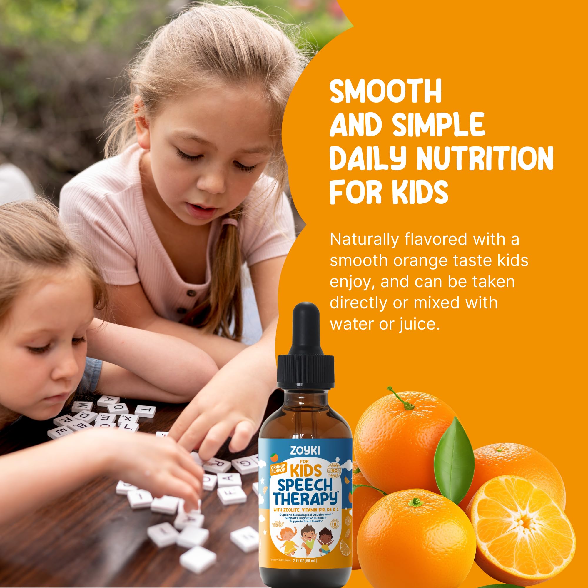 Zoyki Speech Therapy Drops for Kids - Speech Support Supplement for Communication Delay Cognitive Function Language & Brain Development with Zeolite Vitamins B12 D3 C - Sugar Free Gluten-Free Vegan Zoyki buy supplements canada