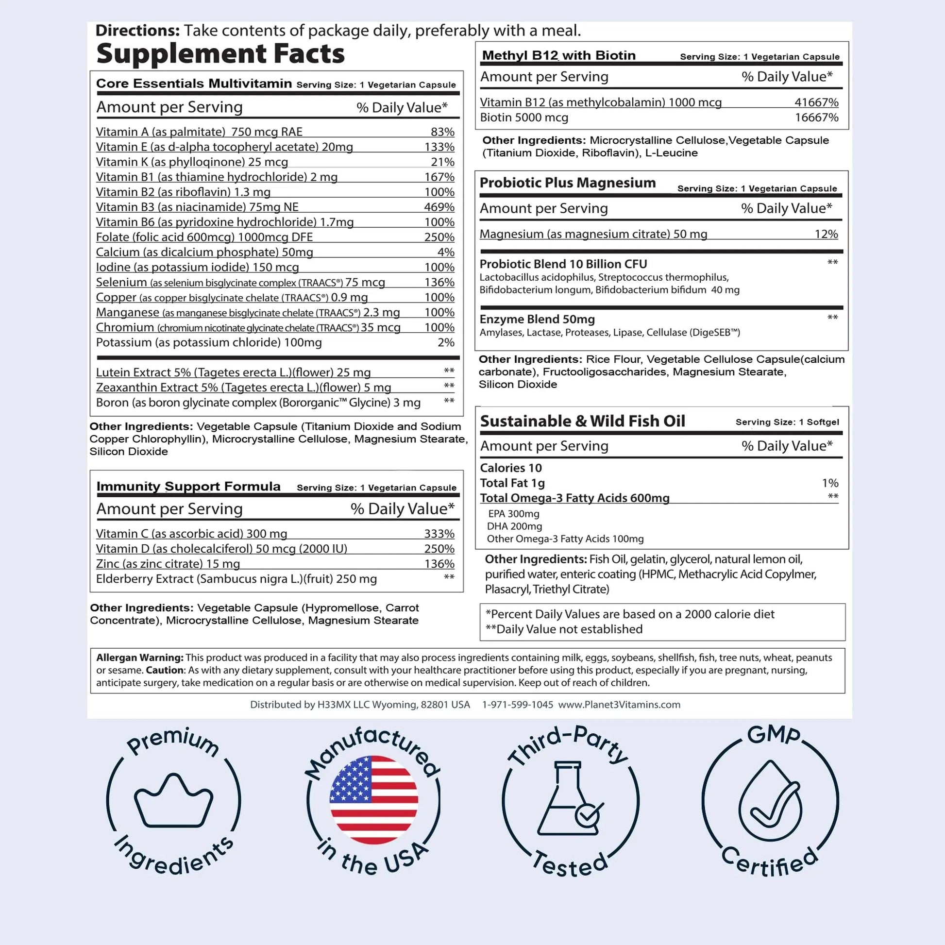 Daily Vitamin Packs for Men & Women – Immune, Energy & Heart Support with Vitamin D3, Omega-3, Probiotics, Methyl B12 & Vitamin C Planet 3 buy supplements canada