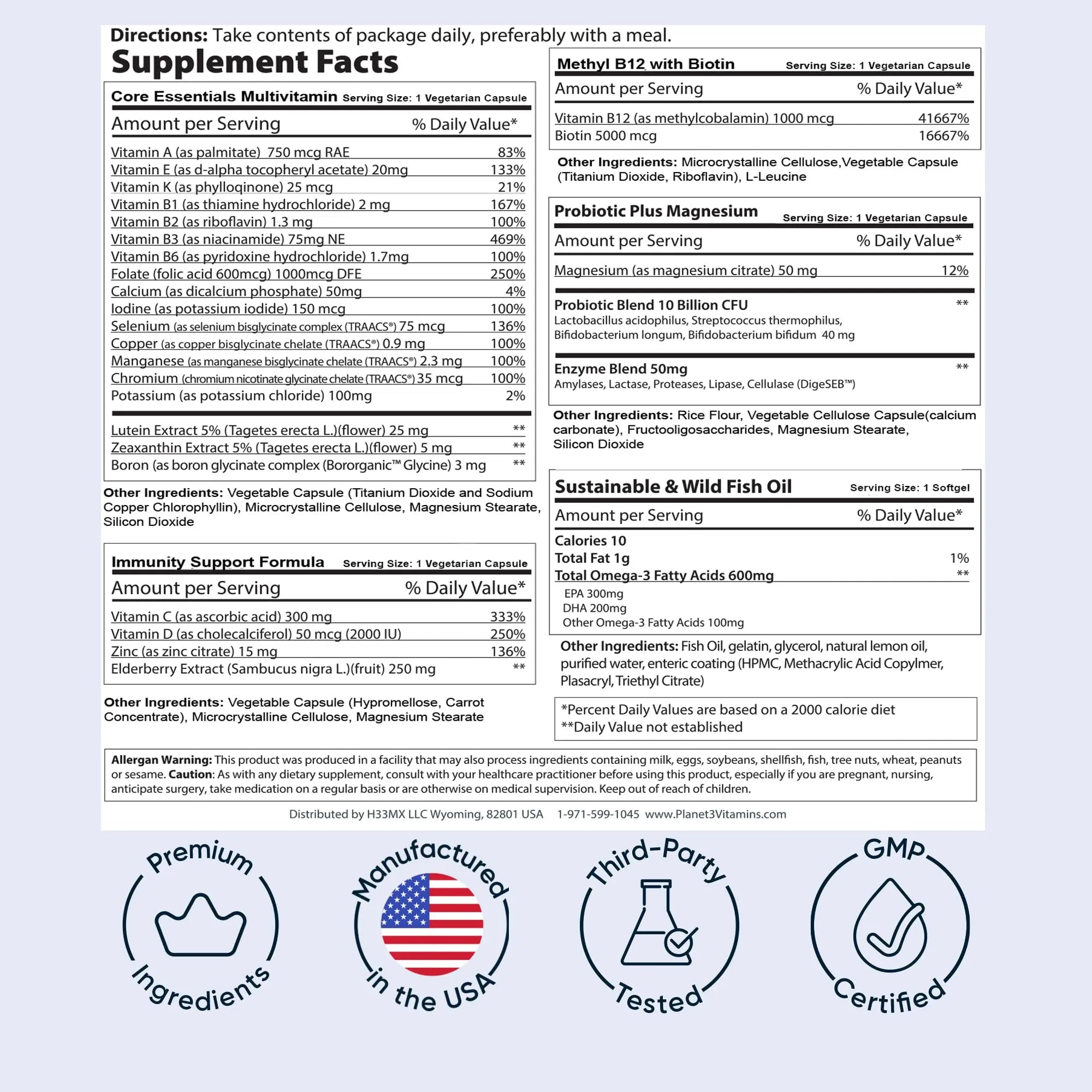 Daily Vitamin Packs for Men & Women – Immune, Energy & Heart Support with Vitamin D3, Omega-3, Probiotics, Methyl B12 & Vitamin C Planet 3 buy supplements canada