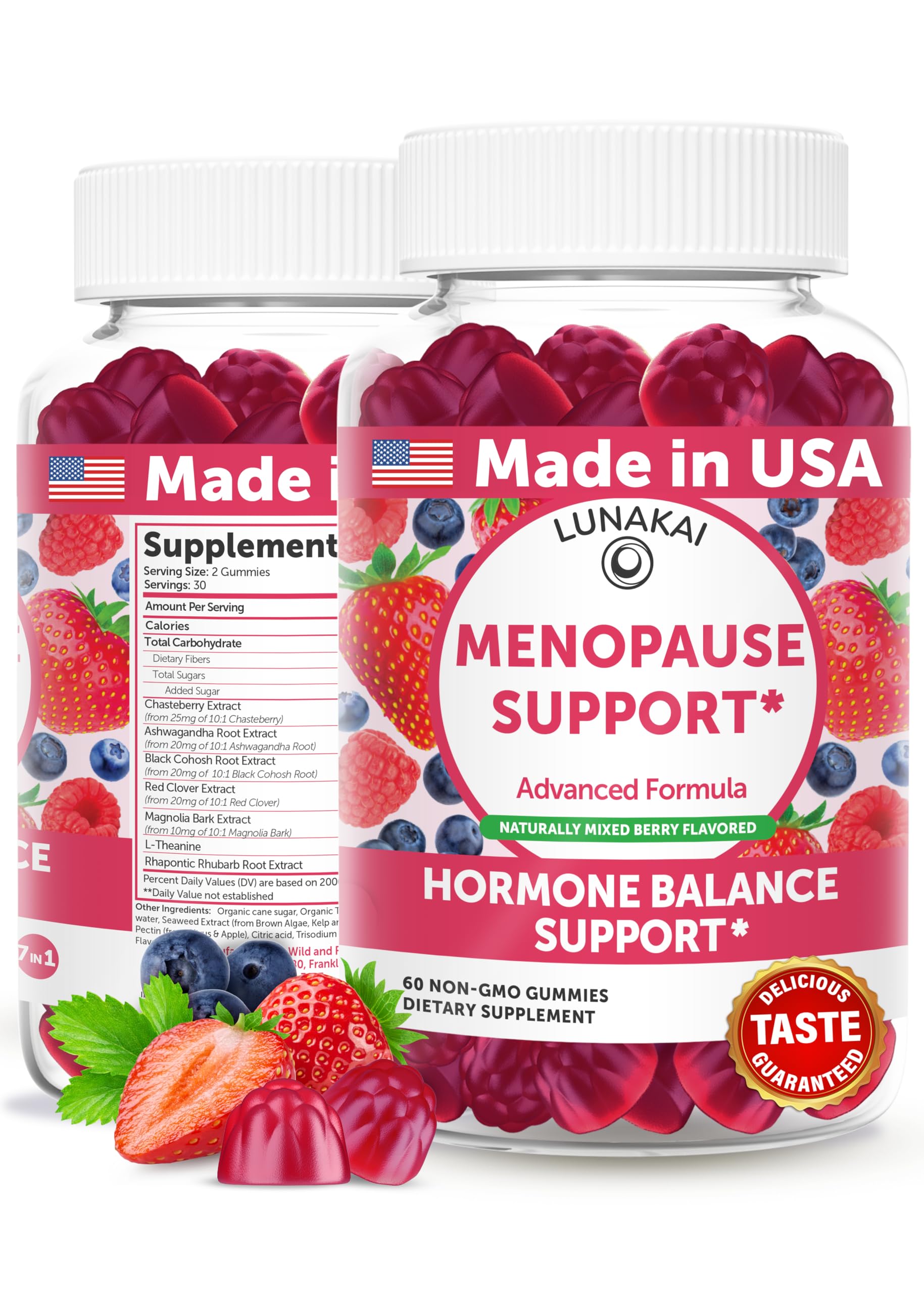LUNAKAI USA Made Menopause Relief Gummies – Natural Menopause Supplements for Women with Black Cohosh & L-Theanine – Daily Support for Hot Flashes, Night Sweats & Hormonal Balance, 60ct Lunakai buy supplements canada