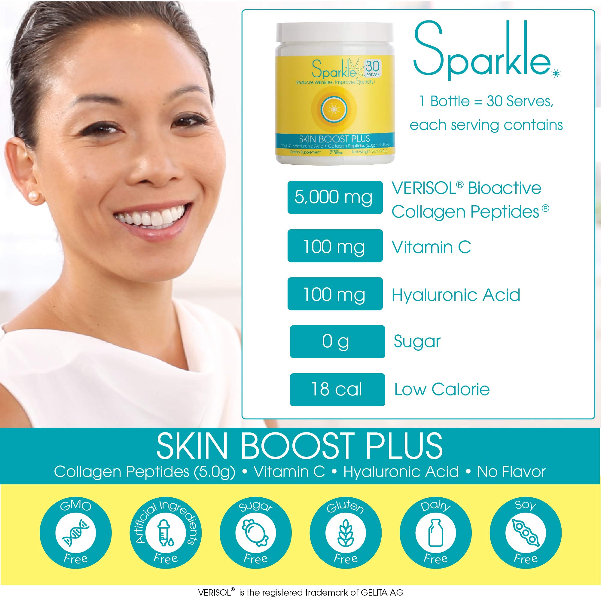 Hydrolyzed Collagen Powder - Sparkle Skin Boost Plus (No Flavor) [30-Serves] Verisol Pept Sparkle Collagen buy supplements canada