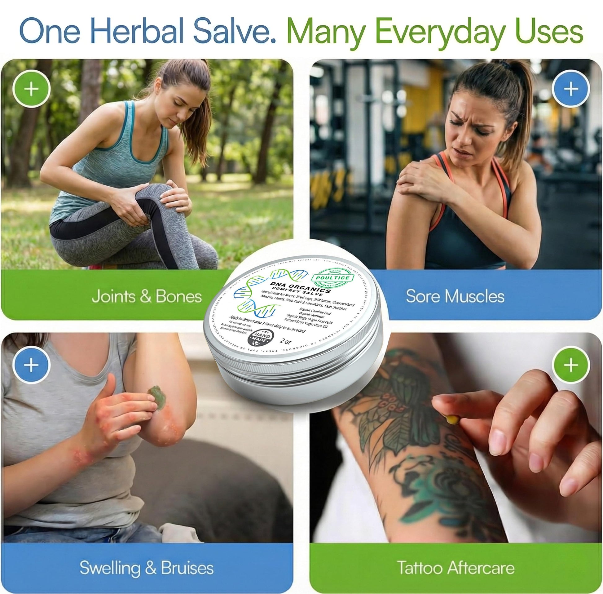 DNA Organics Comfrey Salve Ointment 2oz – Organic Herbal Salve for Bones, Muscles, Joints, Knees, Skin & Tattoo Care. Herbal Balm for Soothing Relief. Handcrafted, Slow-Infused, No Chemical Fillers Wild Castle buy supplements canada