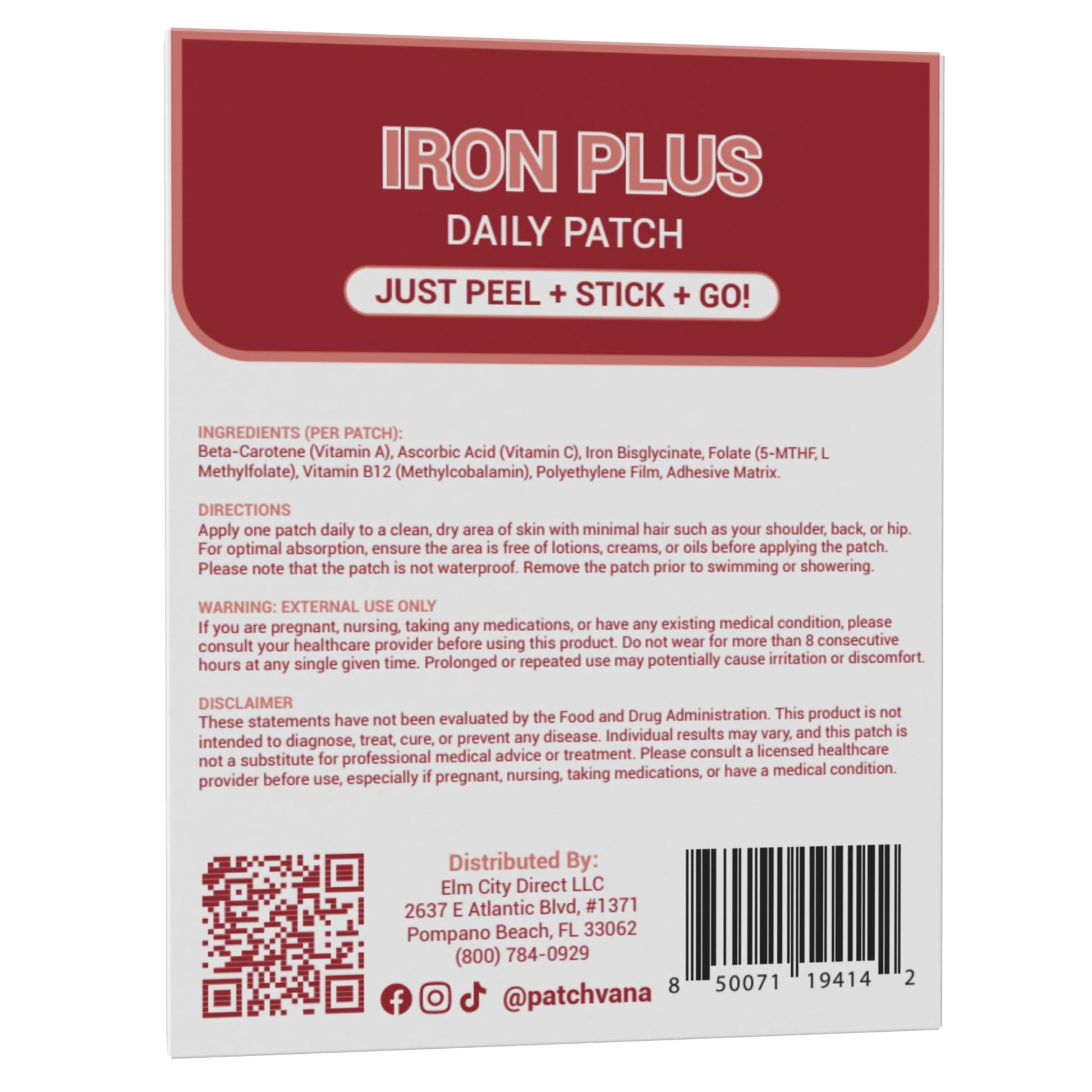 Patchvana Iron Plus Patch for Women & Men, 1 Month Supply, 30 Patches Patchvana buy supplements canada
