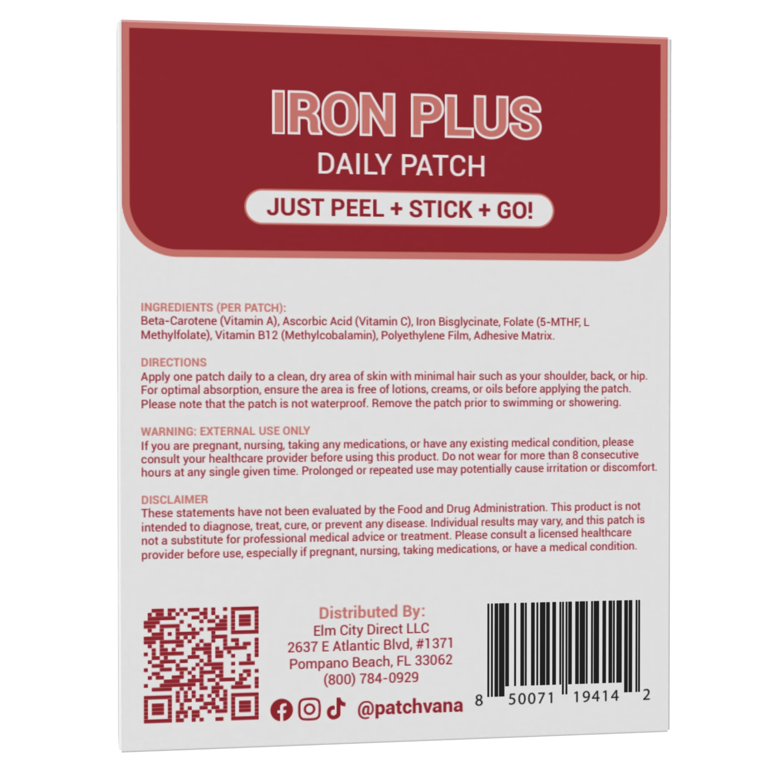 Patchvana Iron Plus Patch for Women & Men, 1 Month Supply, 30 Patches Patchvana buy supplements canada