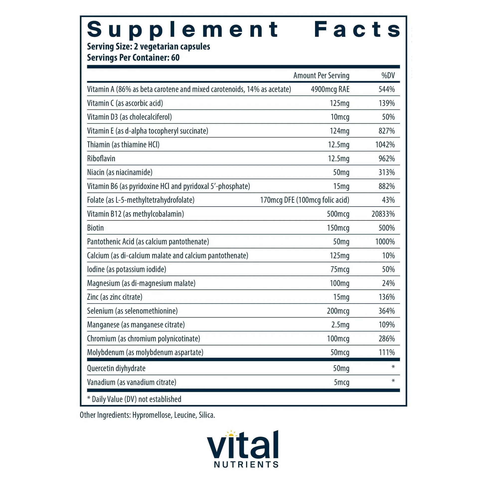 Vital Nutrients Multi-Nutrients 5 Ultra Antioxidant Formula | Boron, Copper, and Iron Free | Vegetarian Daily Multivitamin and Mineral Vital Nutrients buy supplements canada