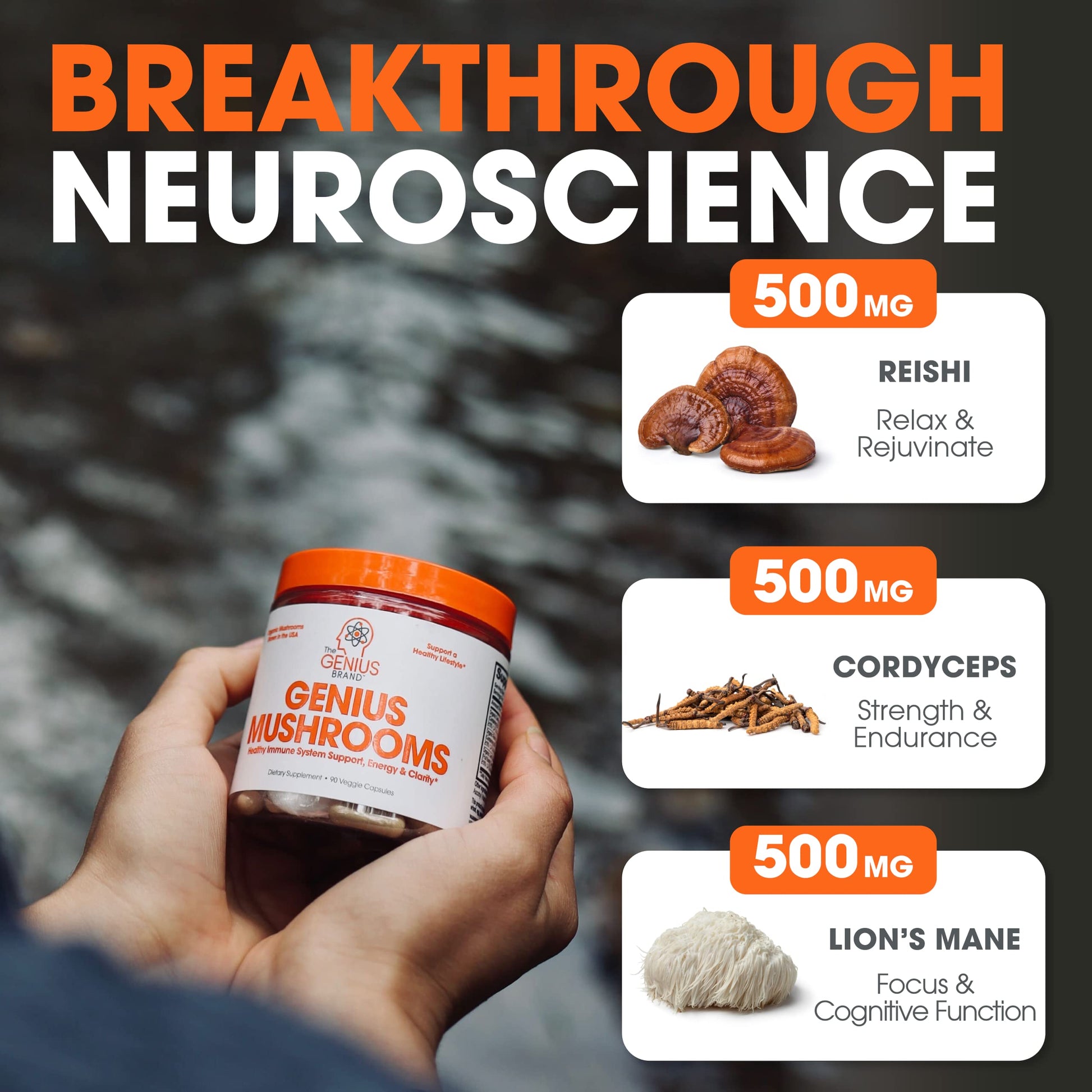 The Genius Brand - Lions Mane, Cordyceps and Reishi- Genius Mushroom The Genius Brand buy supplements canada