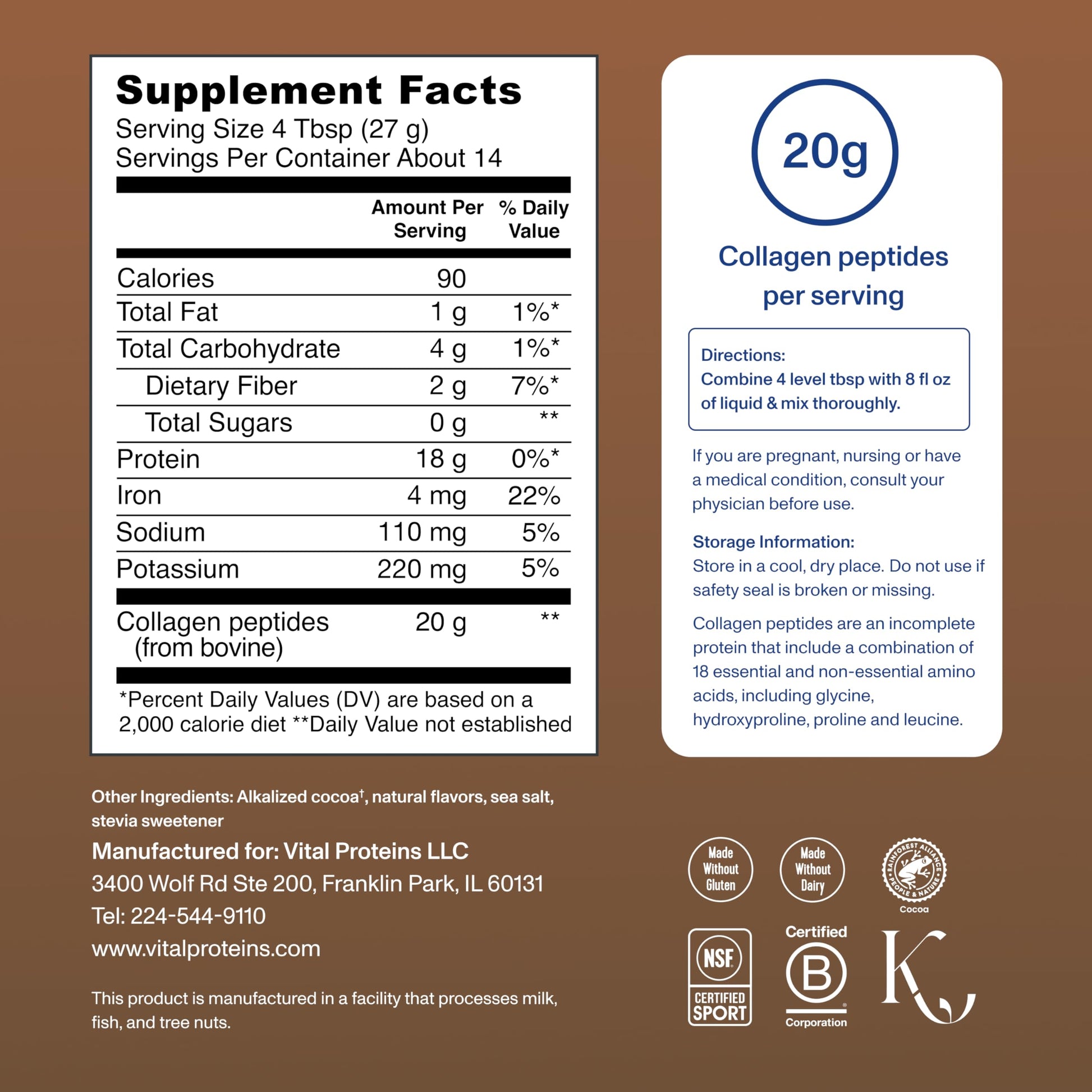 Vital Proteins Collagen Peptides Powder - Chocolate Powder for Hair, Nail, Skin, Bone & Joint Health, 13.5oz Vital Proteins buy supplements canada