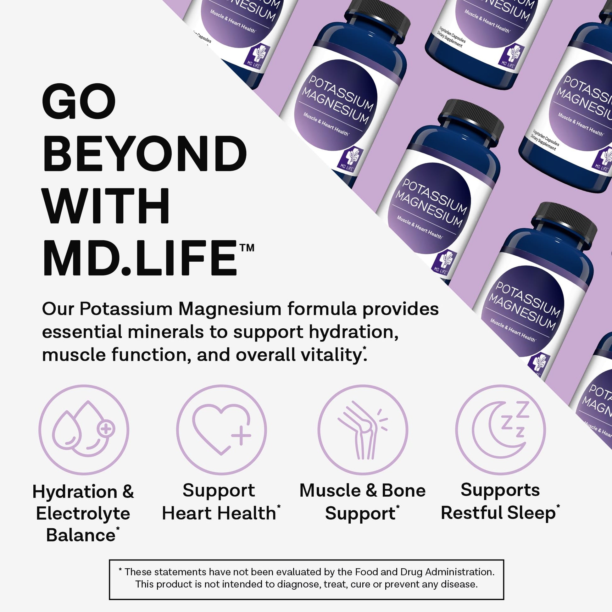 MD. Life Potassium Magnesium Supplement - 30 Capsules - High Absorption Magnesium Complex - Potassium Supplement to Support Vascular Health & Leg Cramp MD.LIFE buy supplements canada